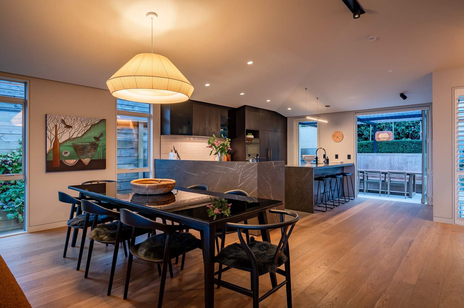 Elegant Dining Room with Brand New Kitchen
This stylish dining room sits adjacent to a brand new kitchen equipped with modern appliances, offering the perfect space for shared meals and creating a home away from home in luxurious comfort.