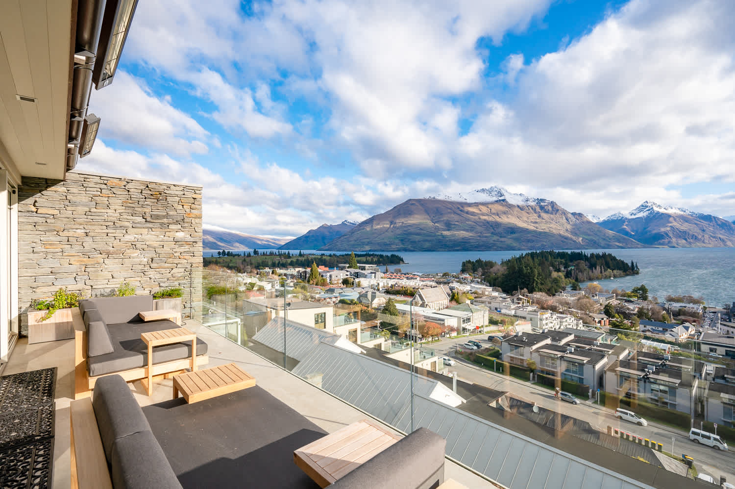 Elevated Outdoor Space with Iconic Queenstown Views

Soak in the beauty of Queenstown from this elevated patio, offering an incredible vantage point to take in the lake, mountains, and the perfect place to relax after skiing or biking.
