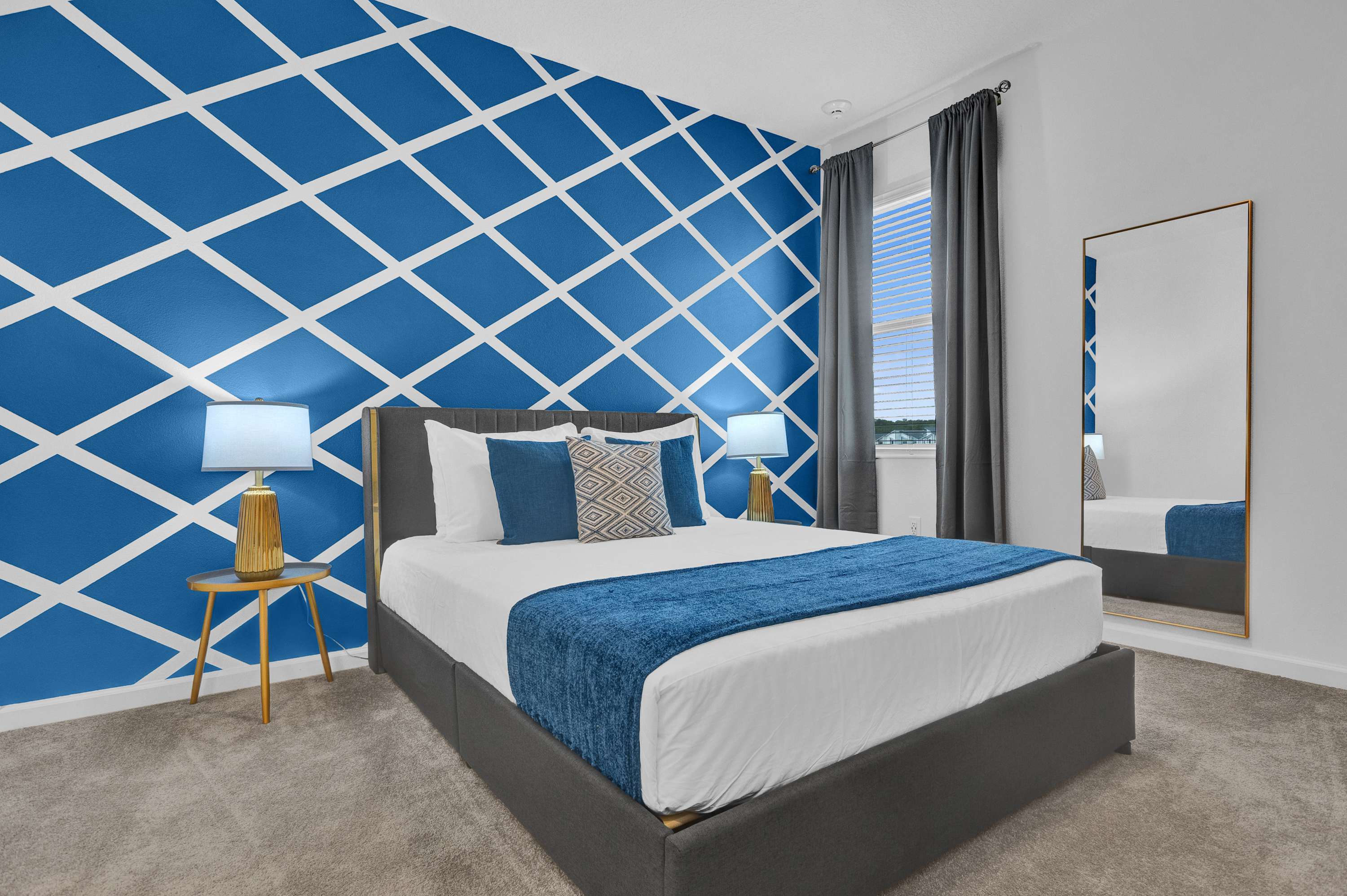 Queen Bedroom with Blue tones 