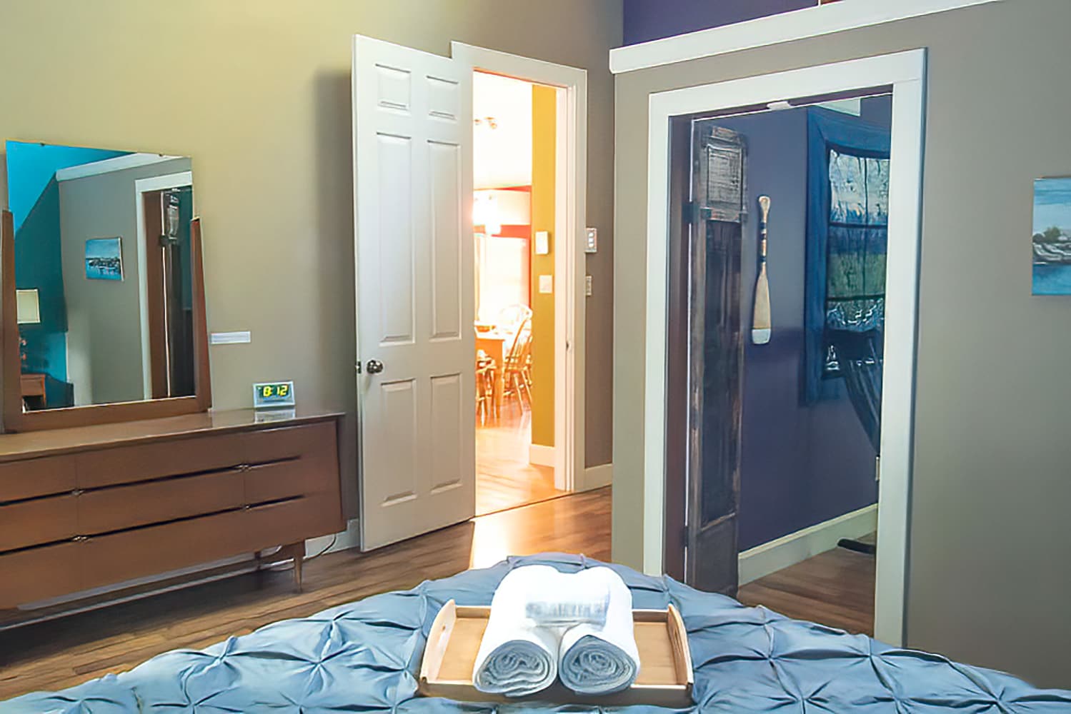 Main bedroom connects to lounge/office area and the main living room