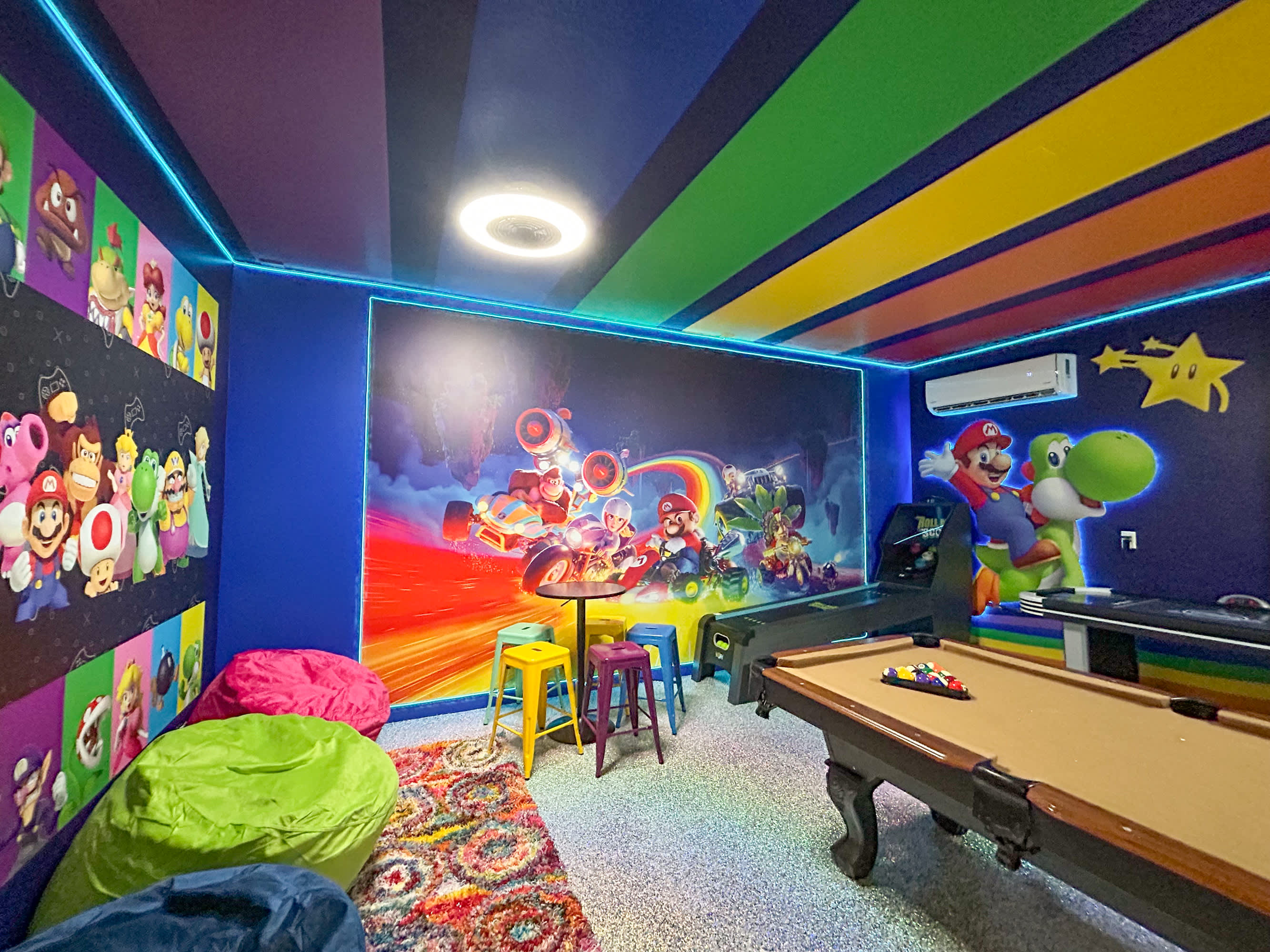 Upstay Mario Bros Game Room plus Pool Hot Tub