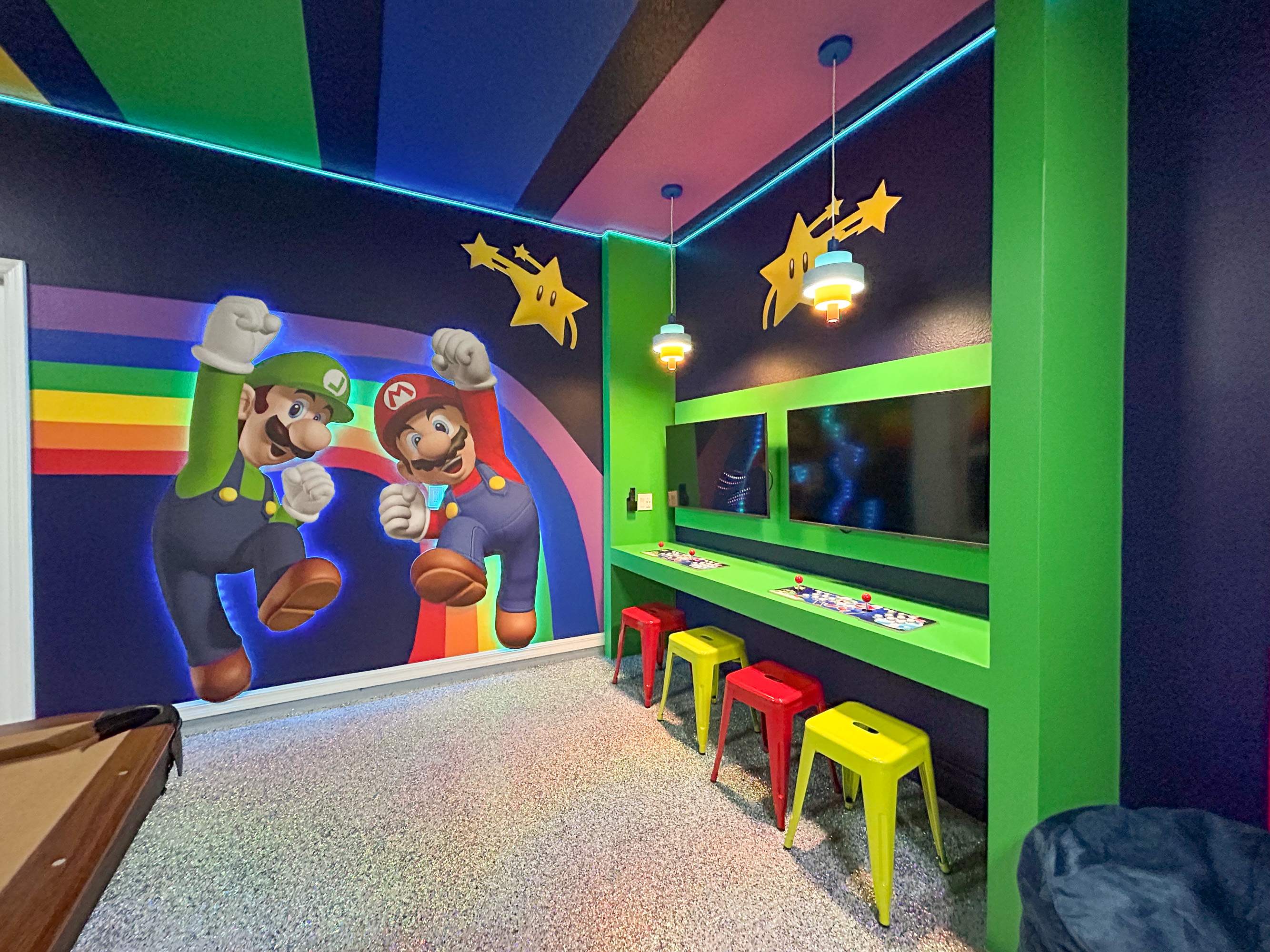 Endless entertainment in the Mario Bros games room