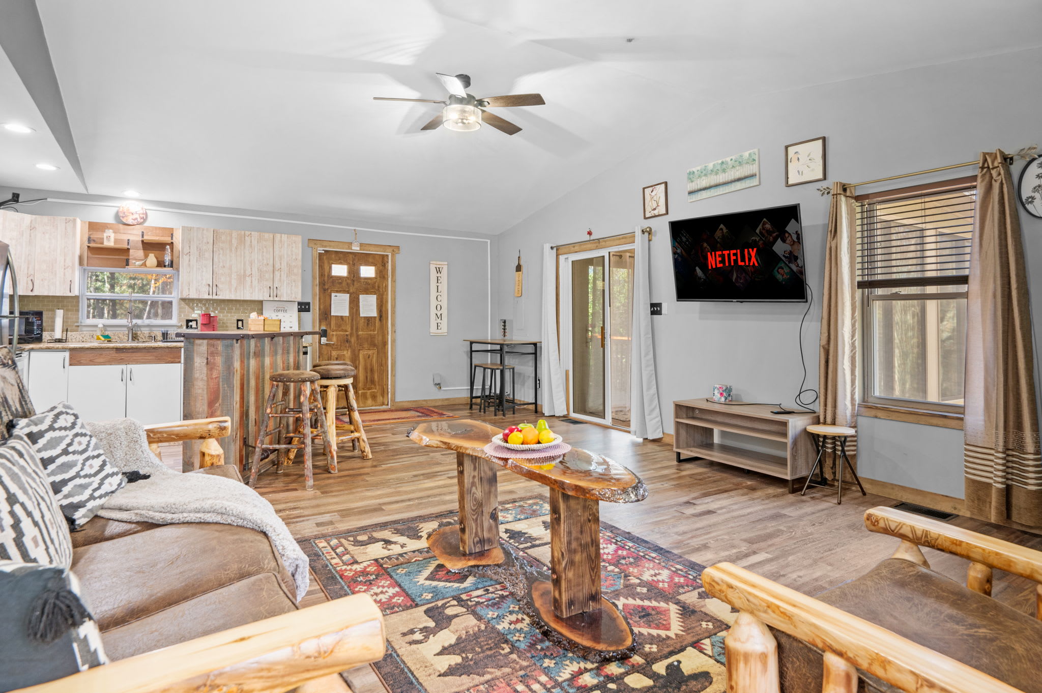 Curl up on the sofa with a favorite show on the smart TV, or gather around the bar for easy conversation and snacks.