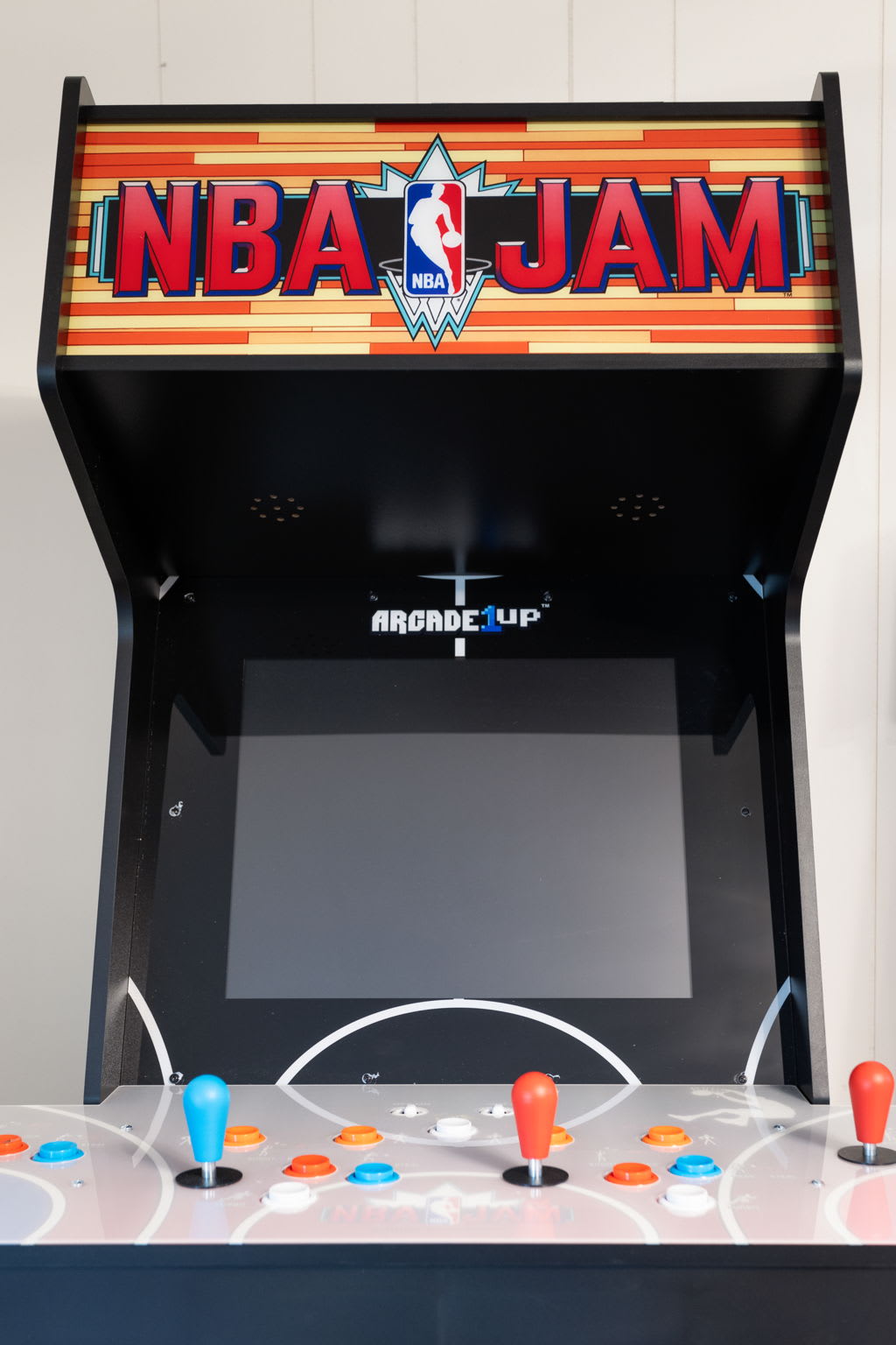 A vintage NBA Jam arcade machine, bringing a competitive and nostalgic gaming experience to the home.