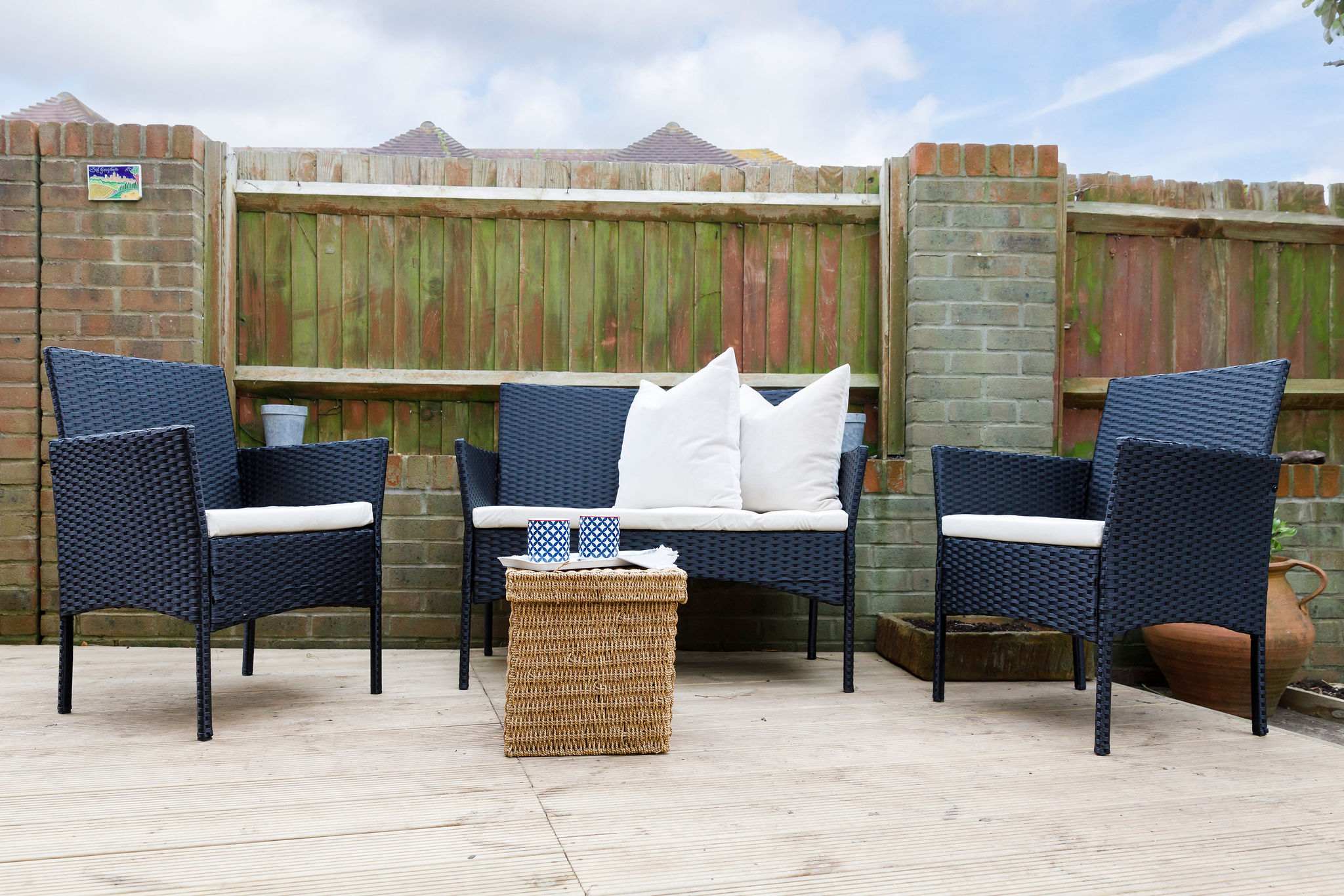 There is a sunny decked area with seating to enjoy a morning coffee or evening sundowner.