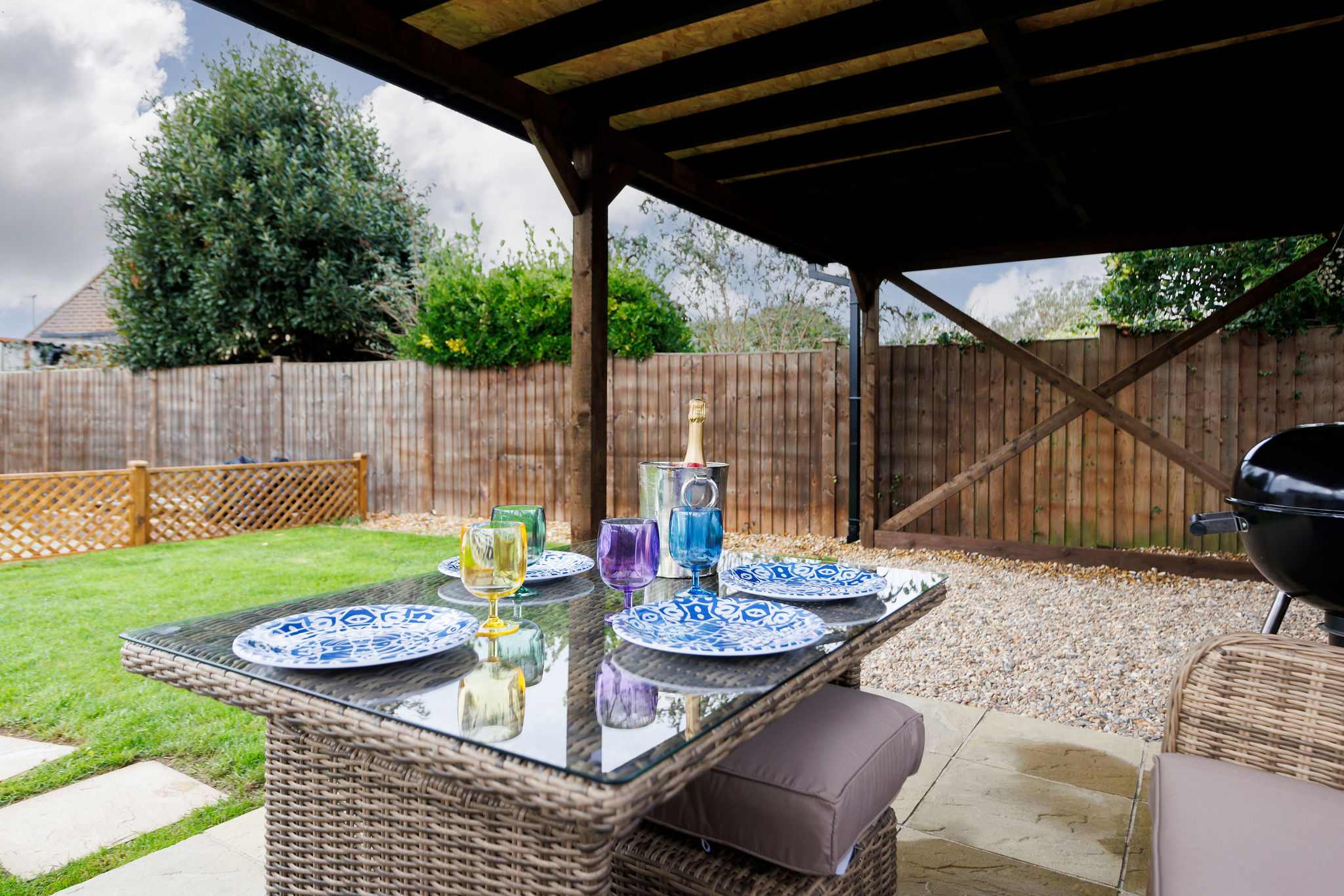 The outdoor space is fully enclosed - perfect for children to play safely or those with dogs.