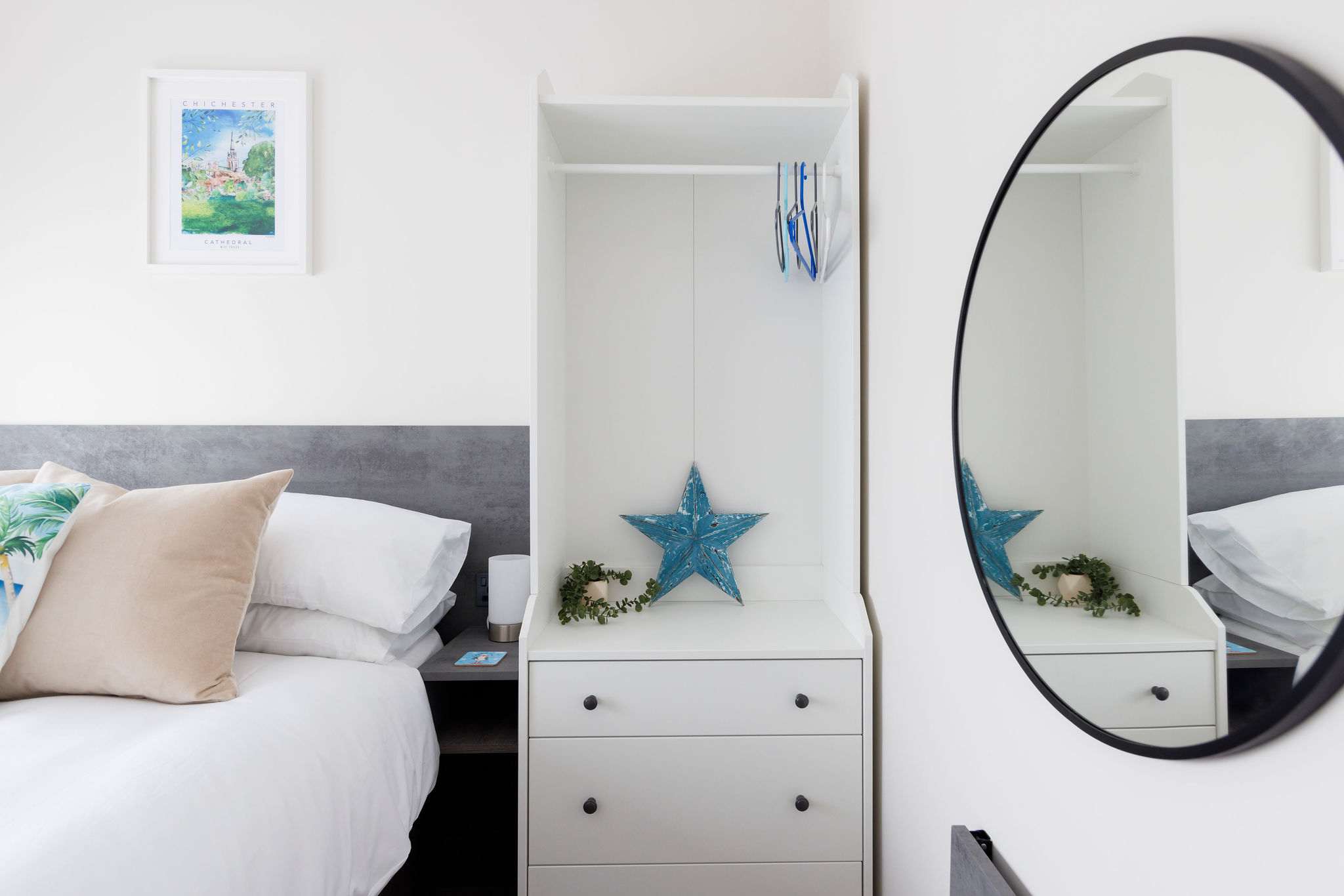 There is ample draw and hanging space.