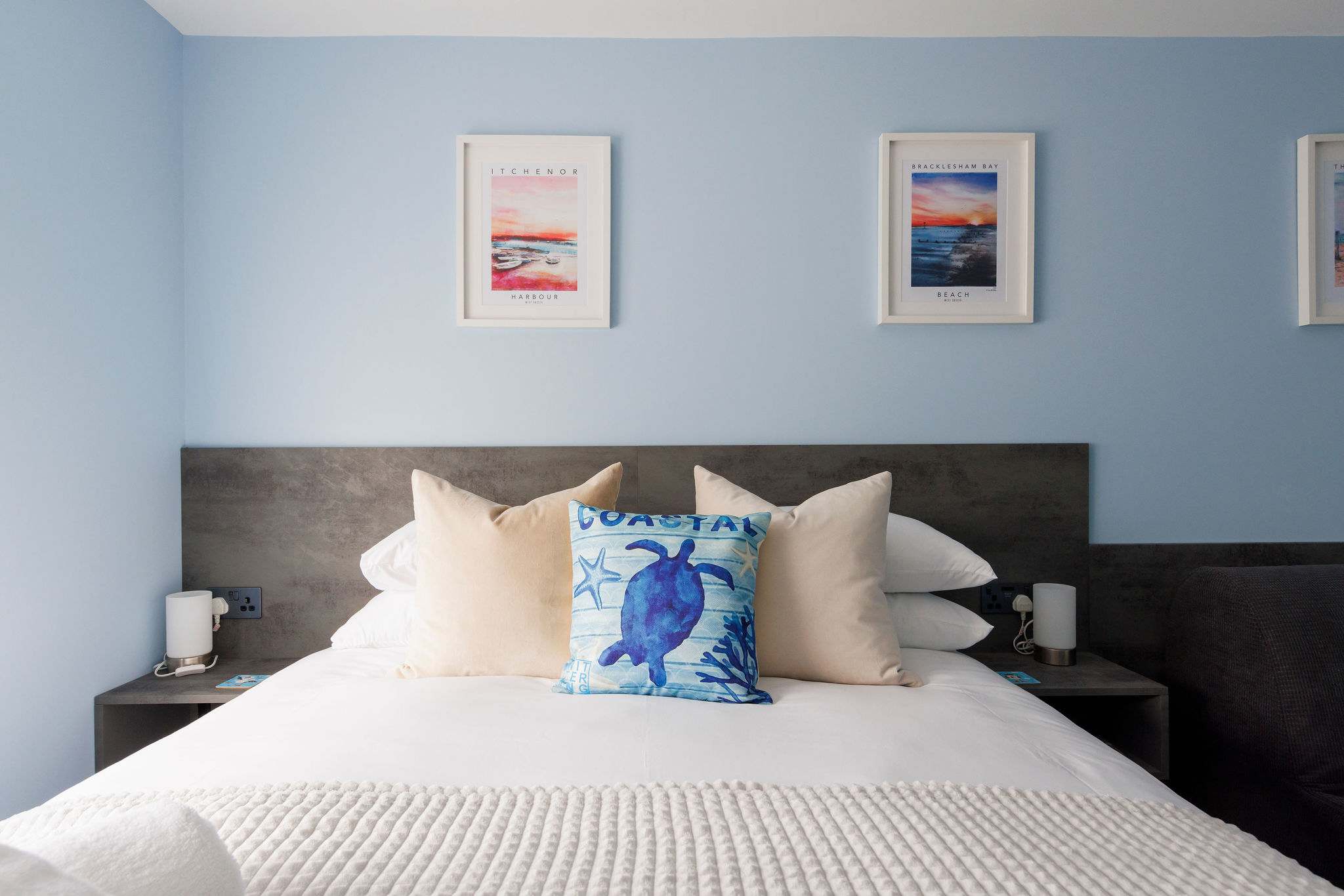 The master bedroom has a comfy king bed, with quality linen and bedding.