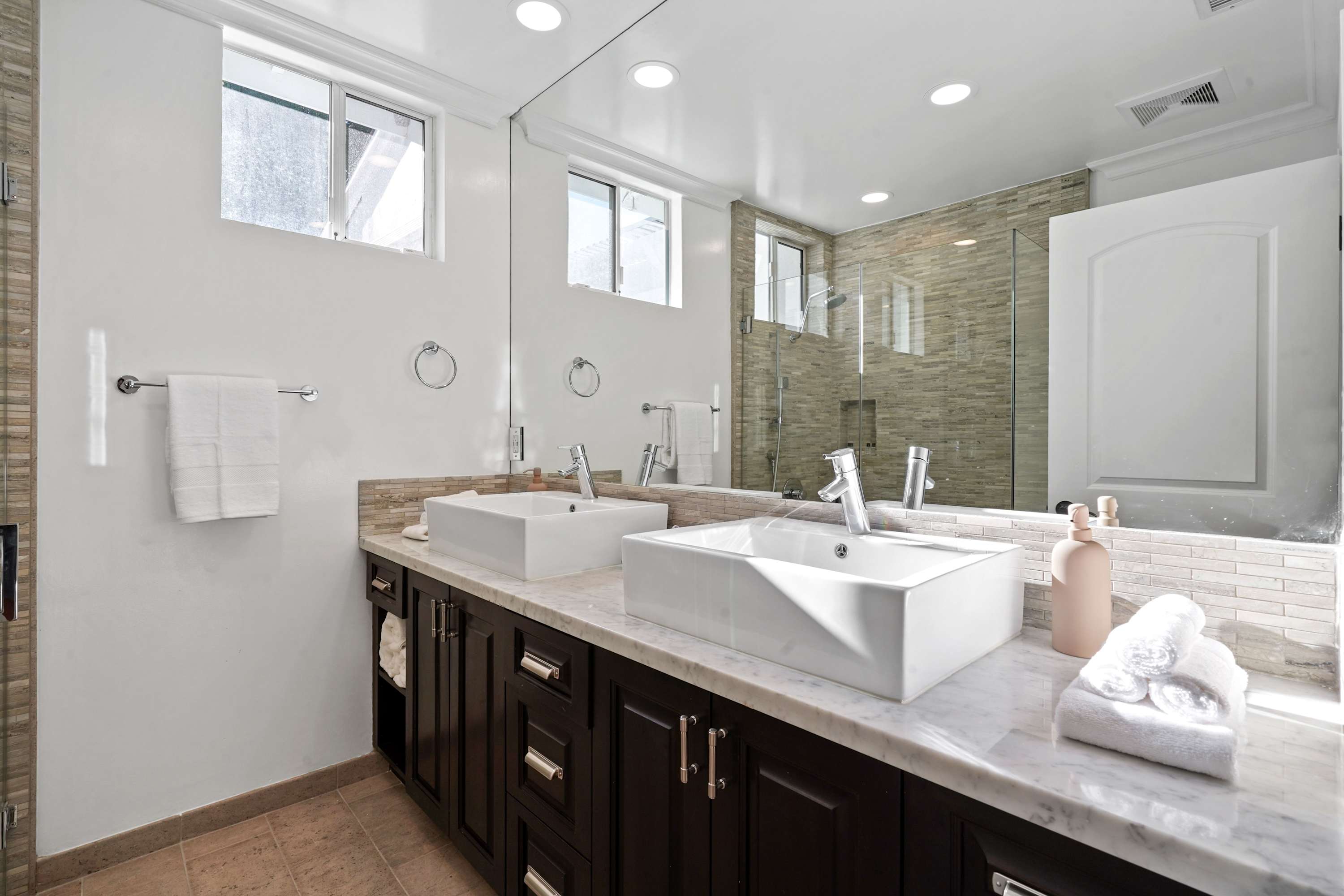 Enjoy premium toiletries and elegant finishes in every bathroom.