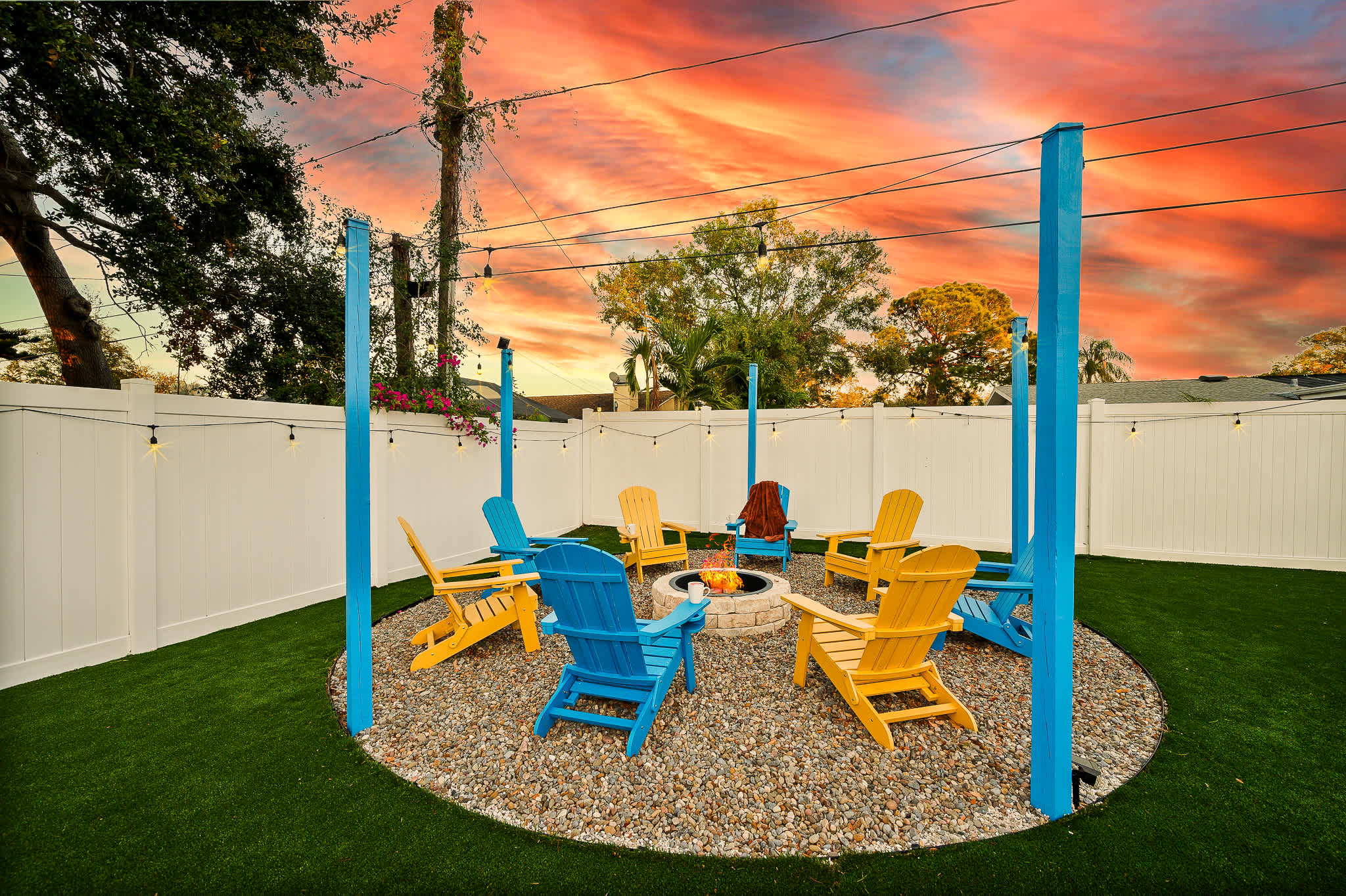 Backyard fireplace