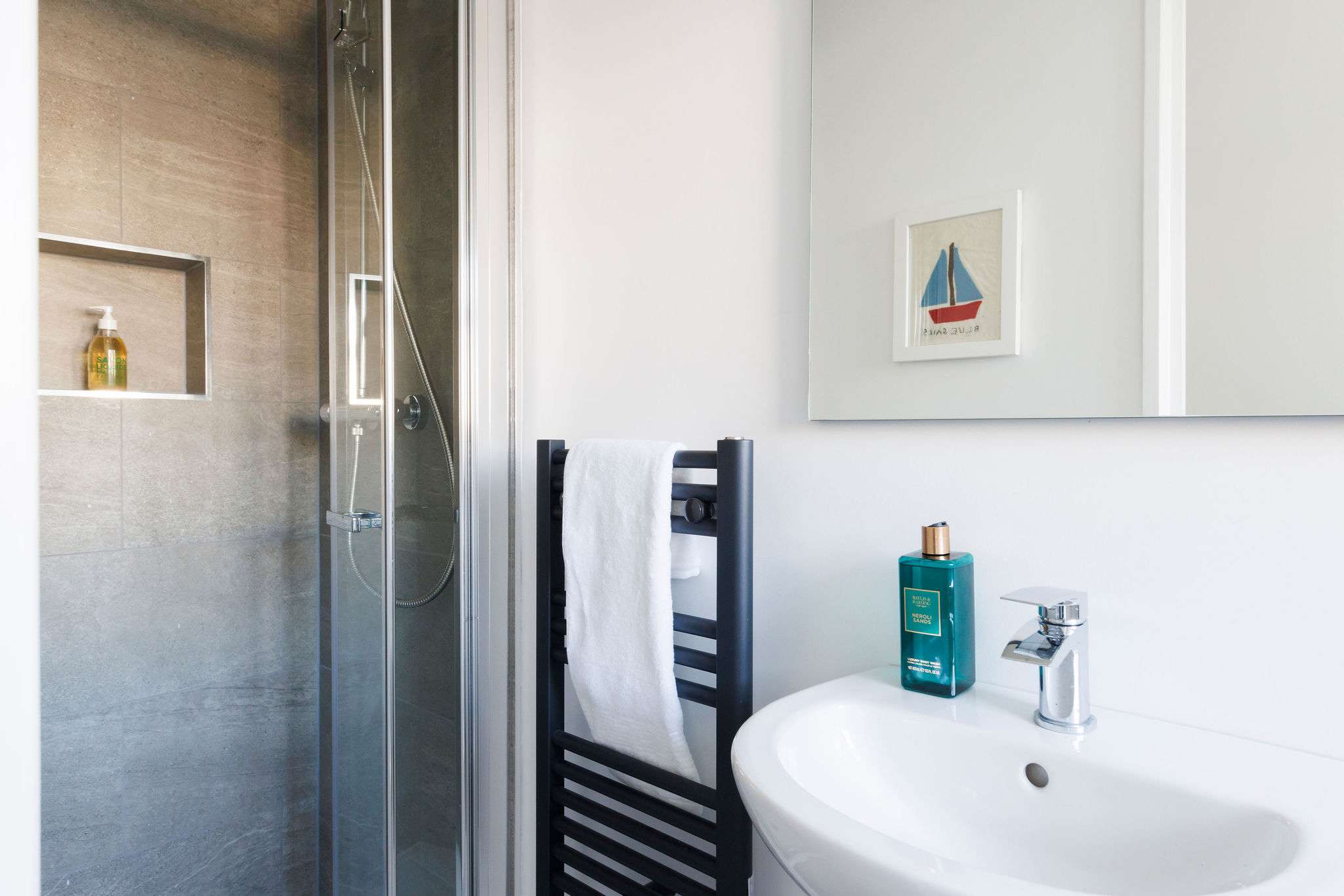 Private shower room with modern fixtures