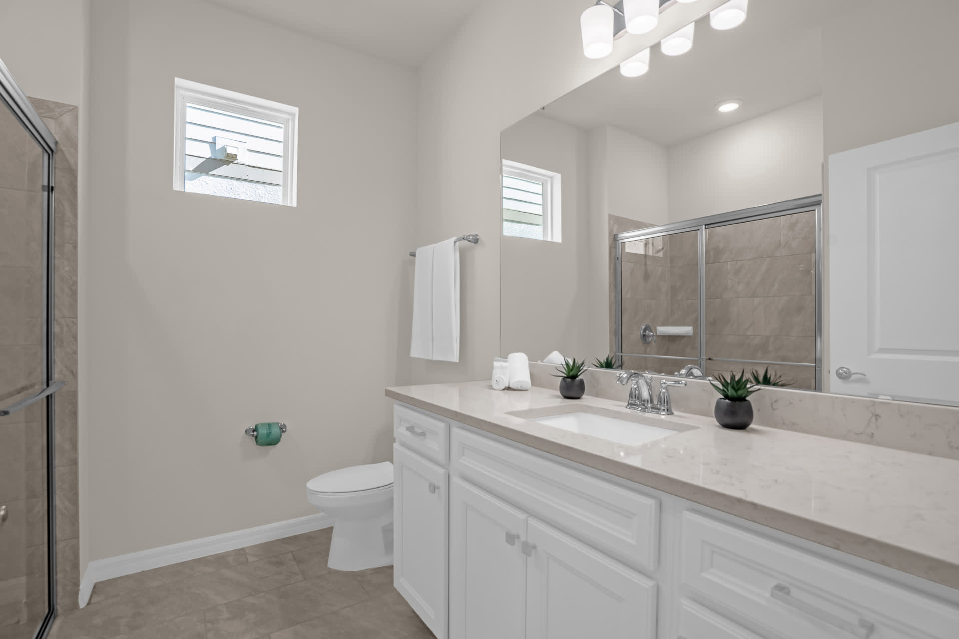 Modern bathroom with standing shower