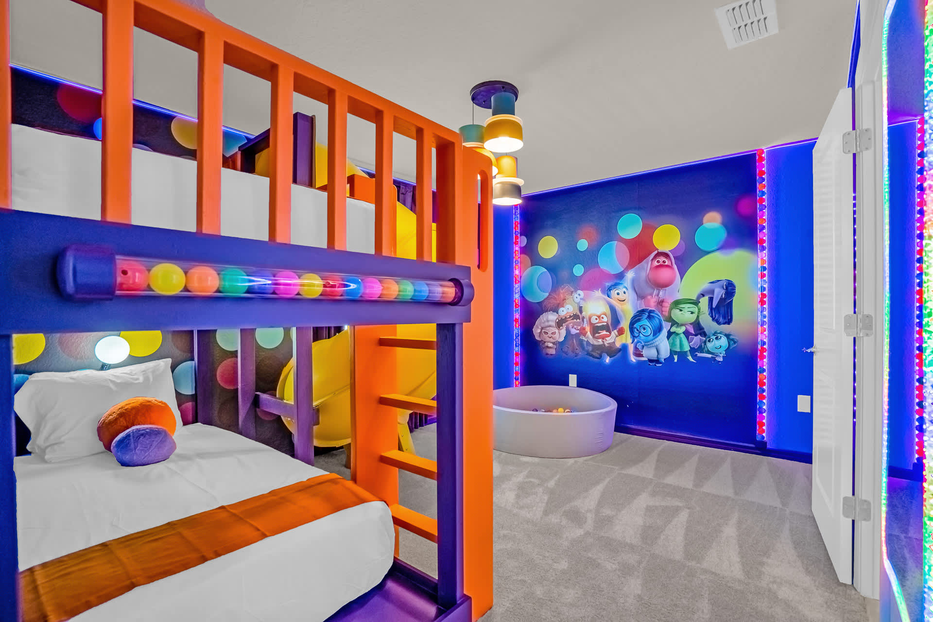 Kids Room with Bunkbed Slide and Ball Pit