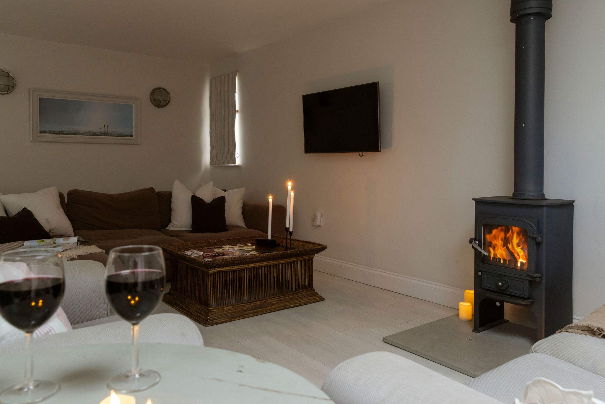 The home has a log burner for guests who visit during the colder months.