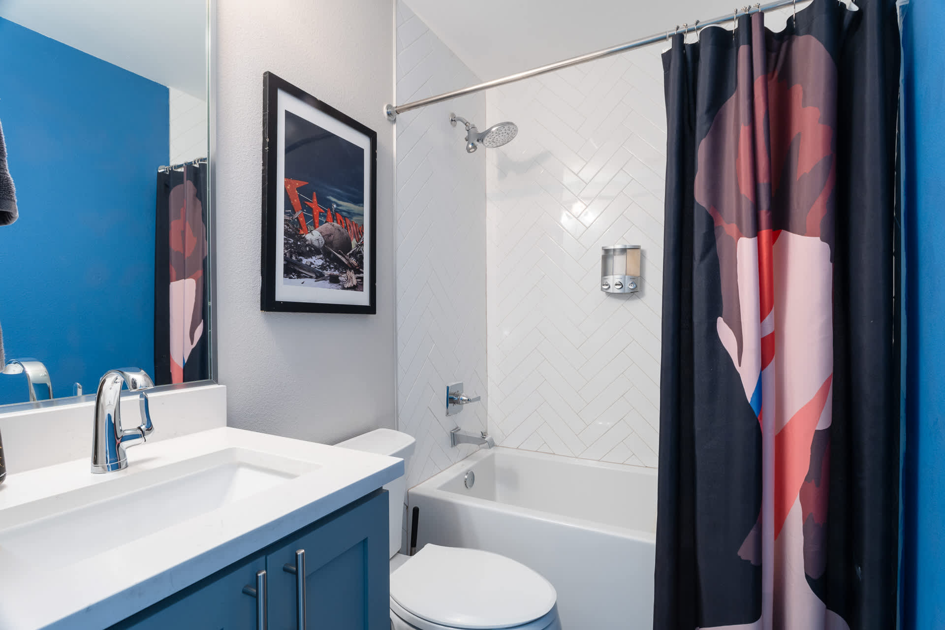 Modern Bathroom with Shower-in-Bathtub Design