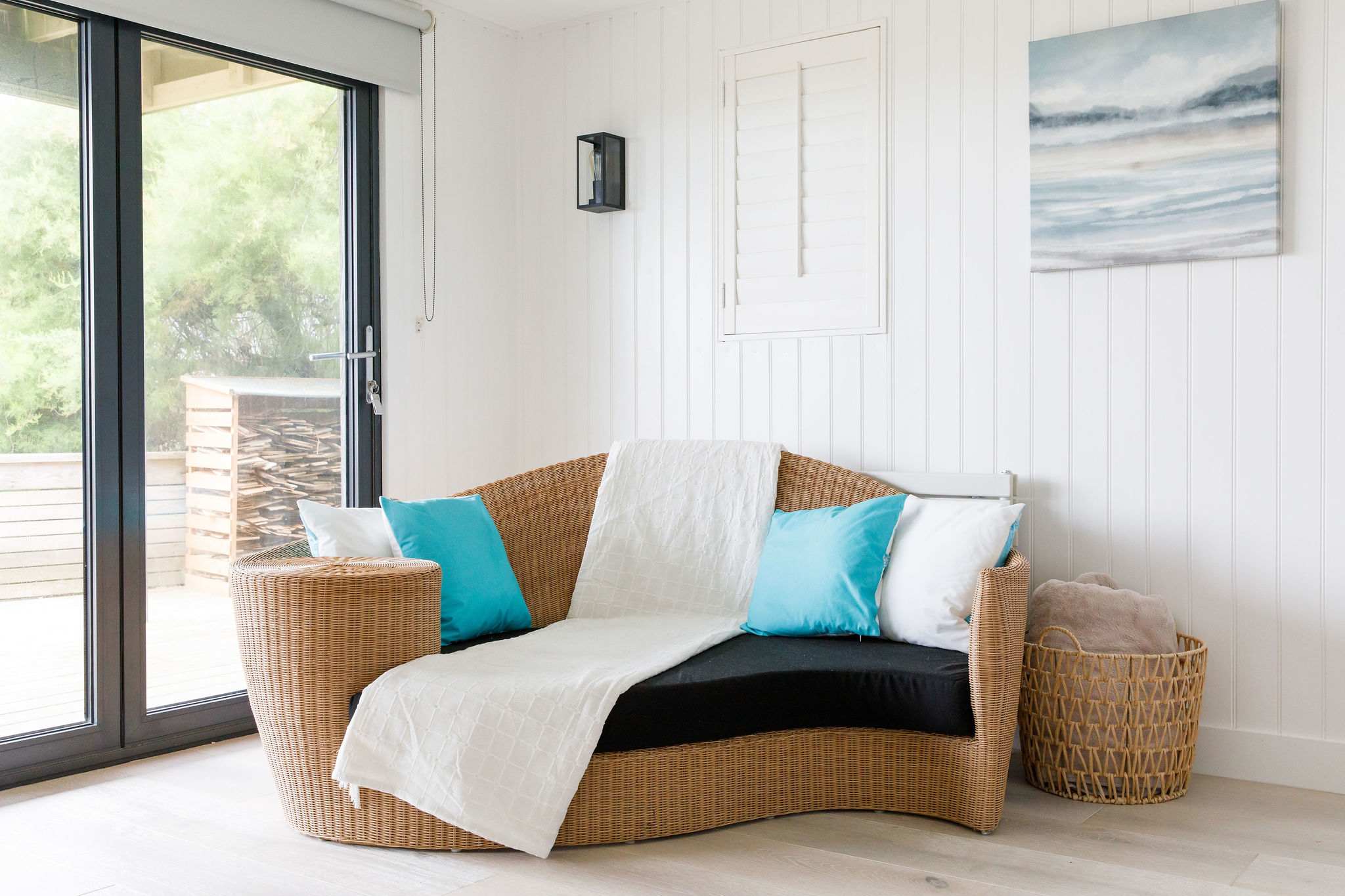 There is a lounging area in the bedroom, perfect for a morning coffee overlooking outside.