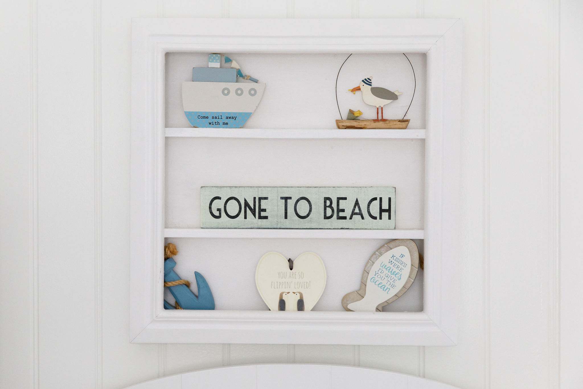 The house has subtle beach decor throughout.