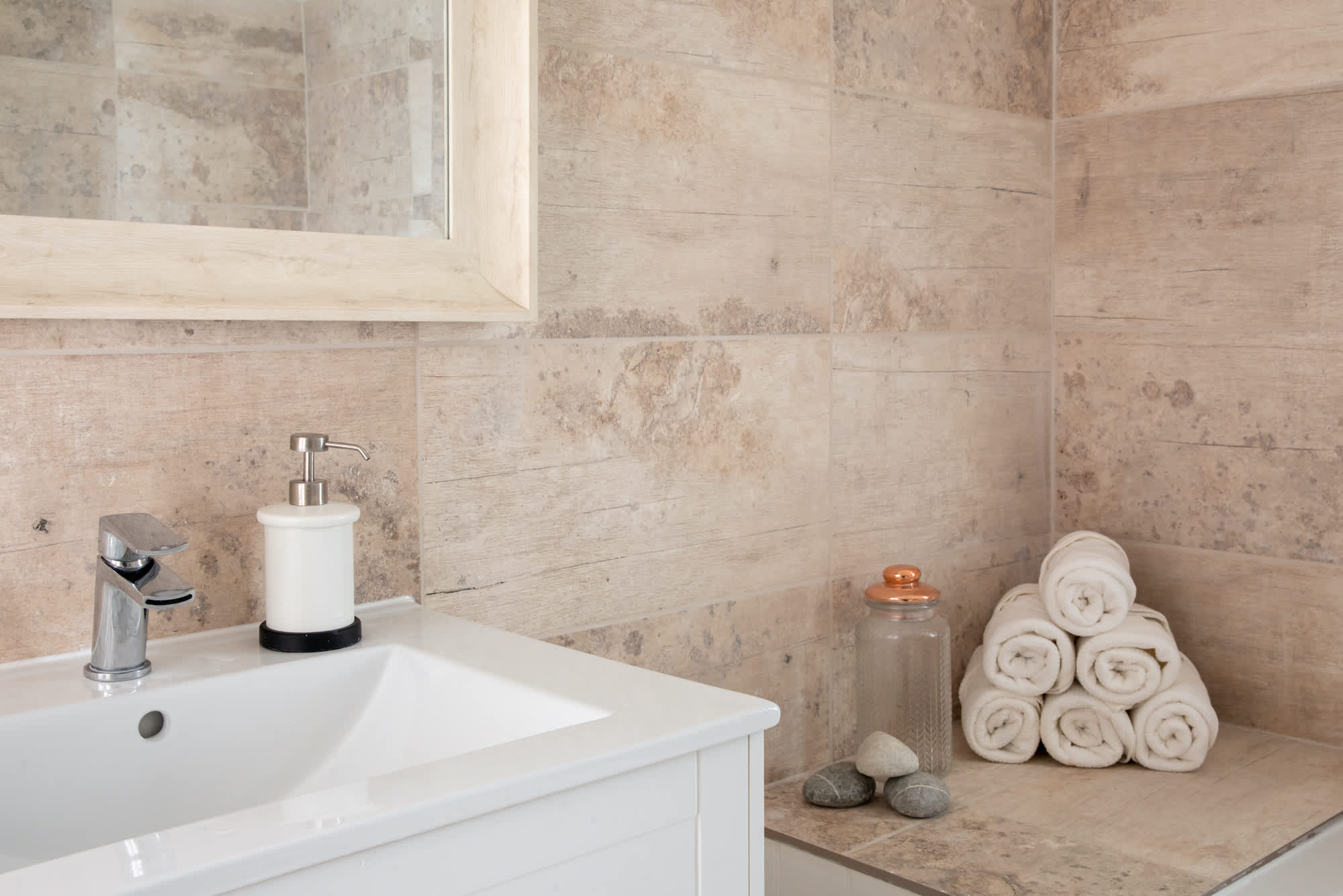 The bathrooms have everything you need to freshen up after a sea swim or day at the beach.