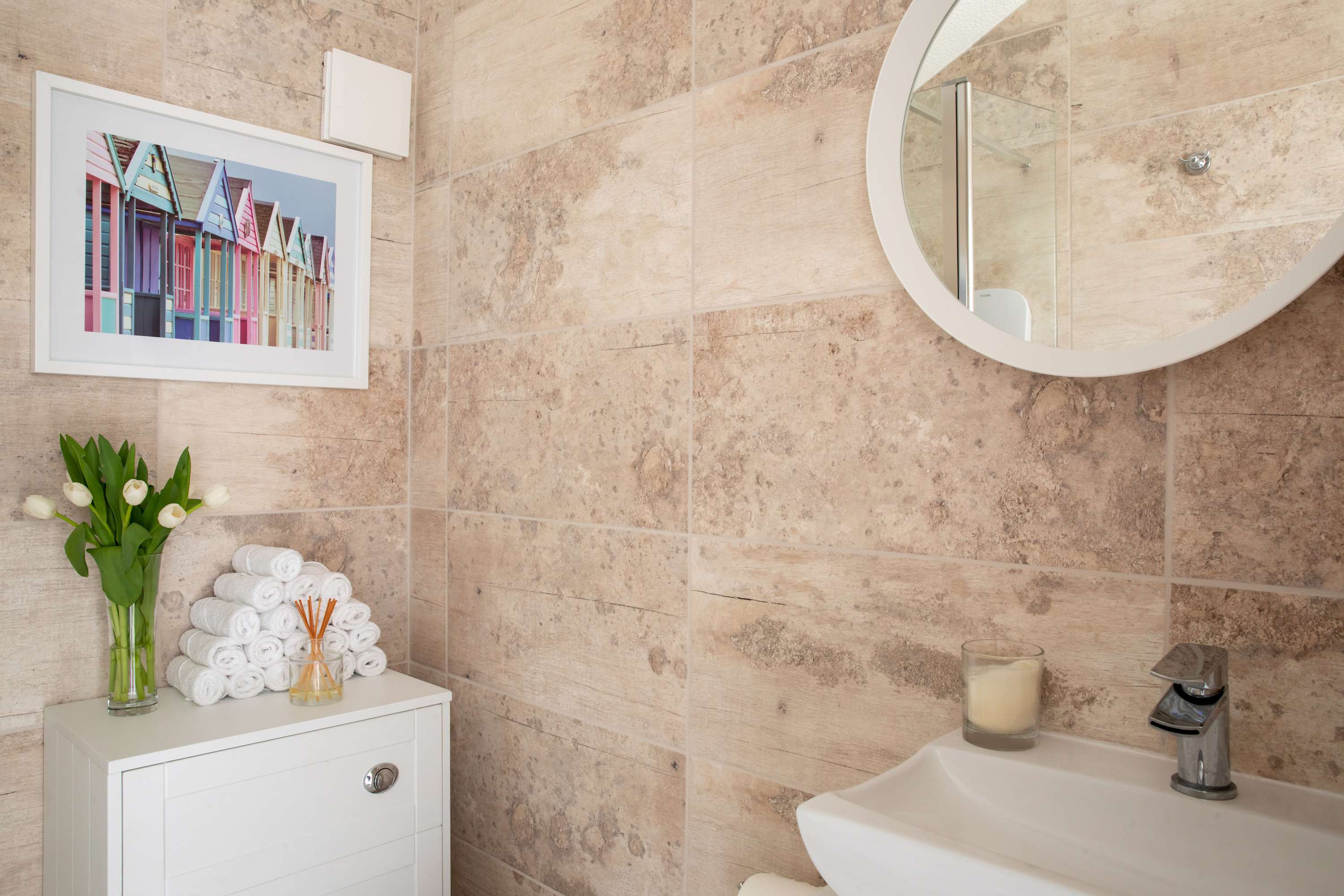 The family shower room serves the bunk and double room on the ground floor.