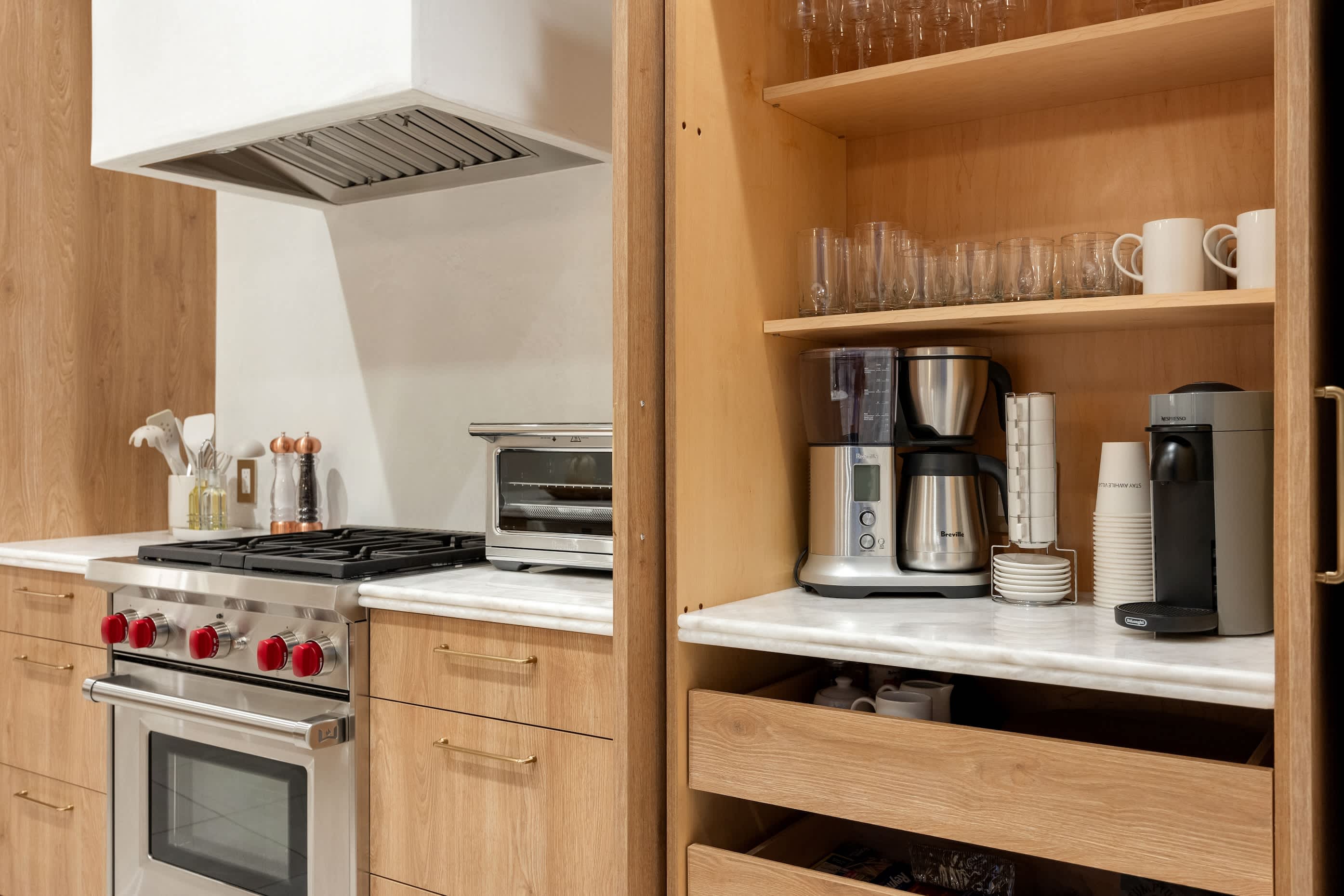 Every detail is designed for indulgence, from the Wolf range to the coffee bar.
