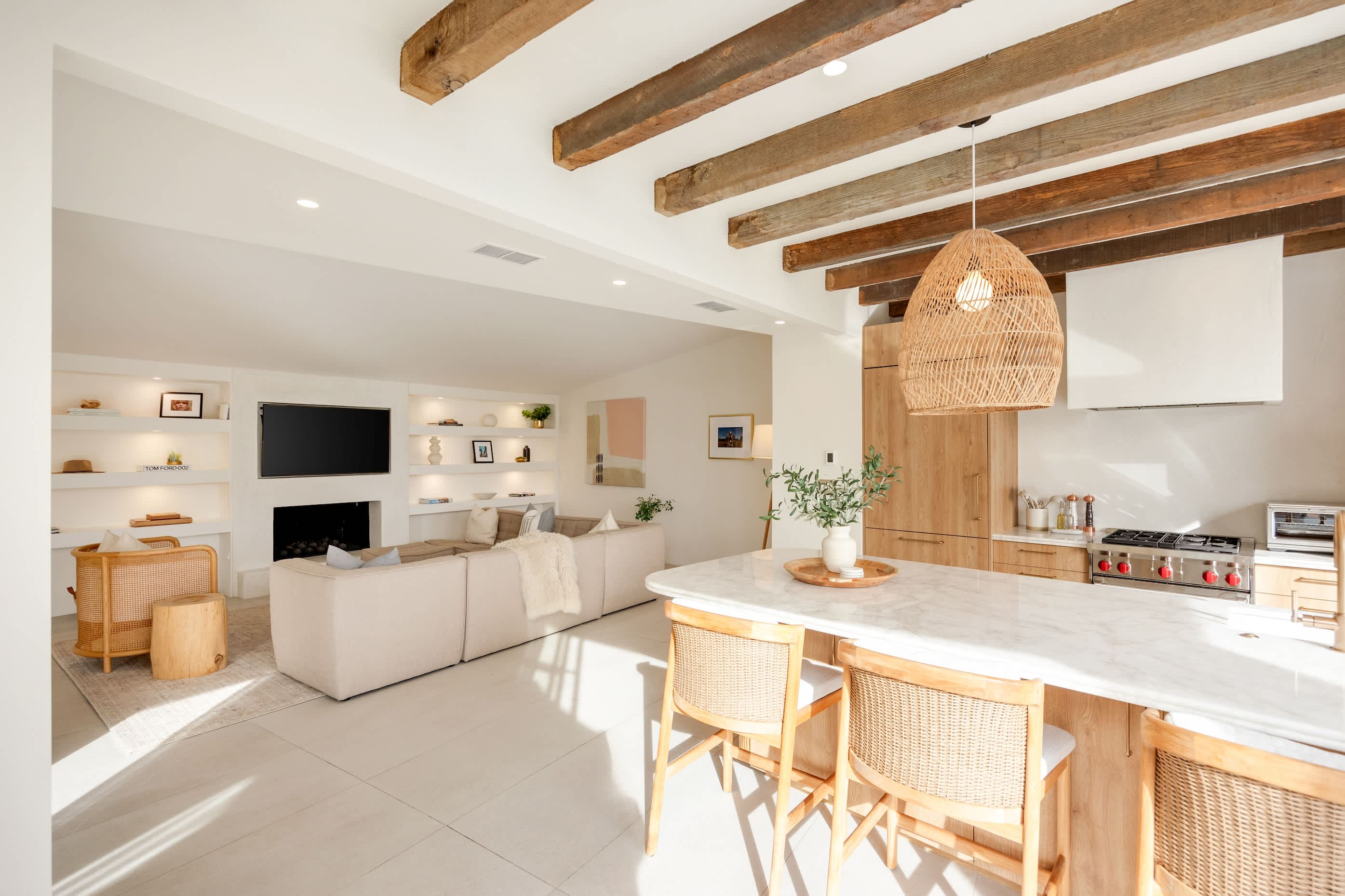 Open-concept design offers seamless flow between the kitchen and living room.