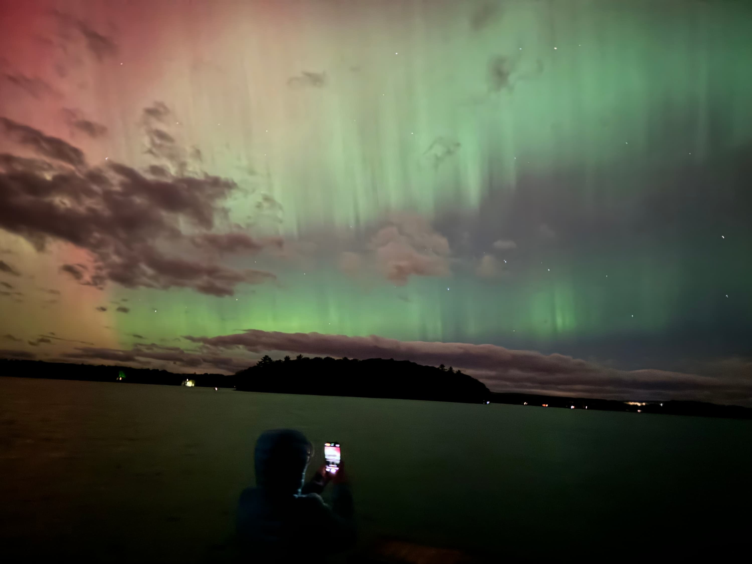 Northern lights on the lake.