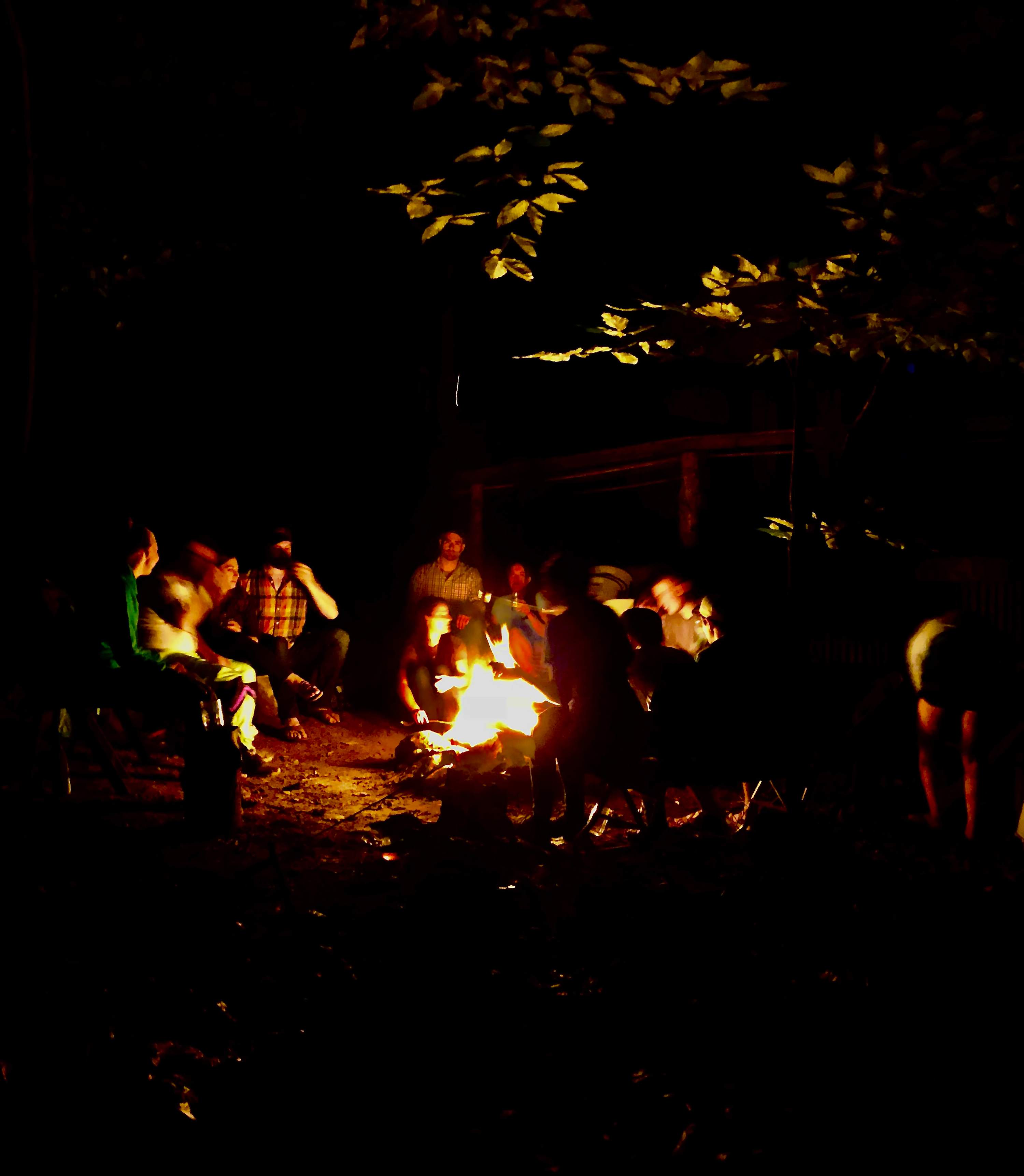 Gathering at the fire pit.