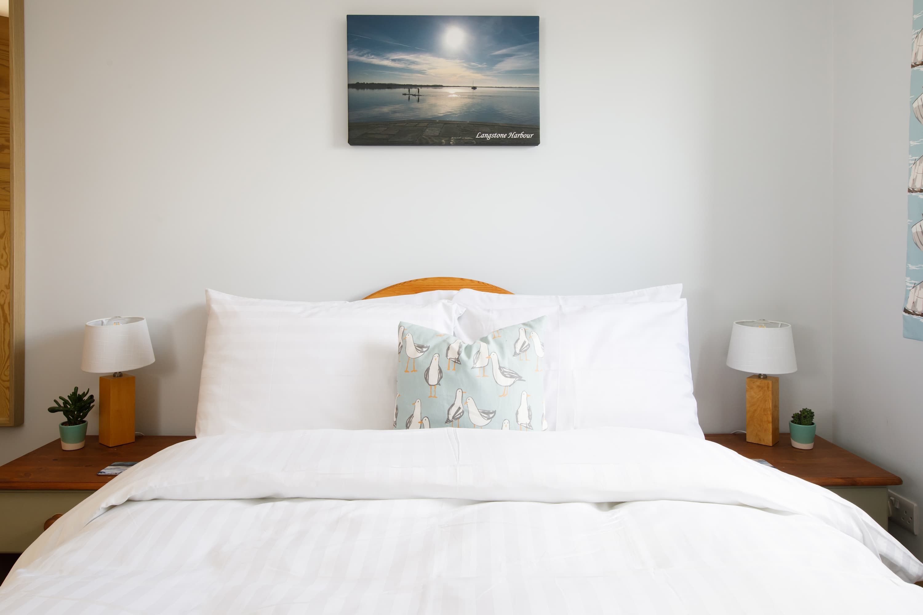 Unique artwork matches the seaside décor