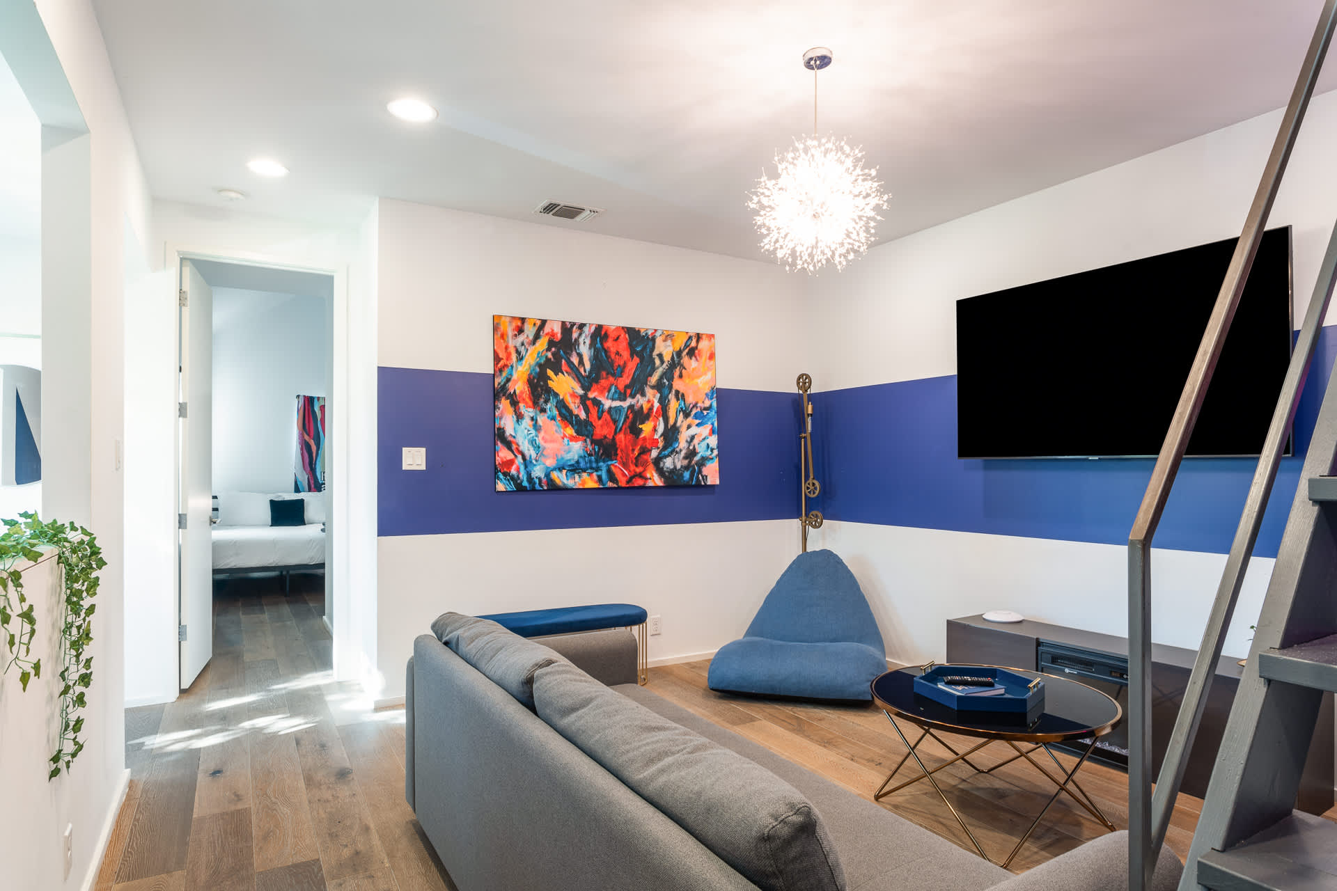 Downstairs TV Lounge with Queen Fold Out Sofa Bed