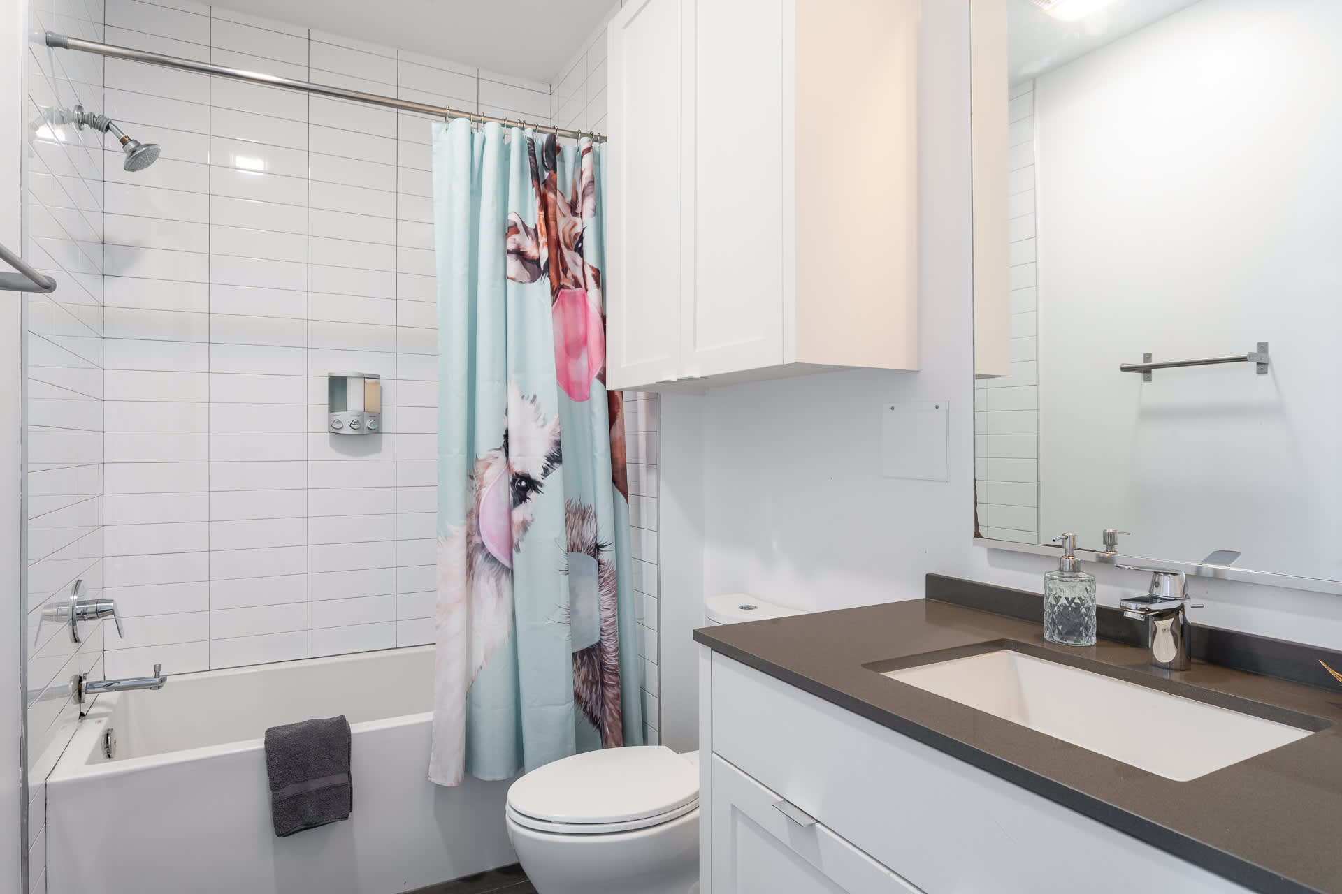 Modern Bathroom with Shower-in-Tub Design