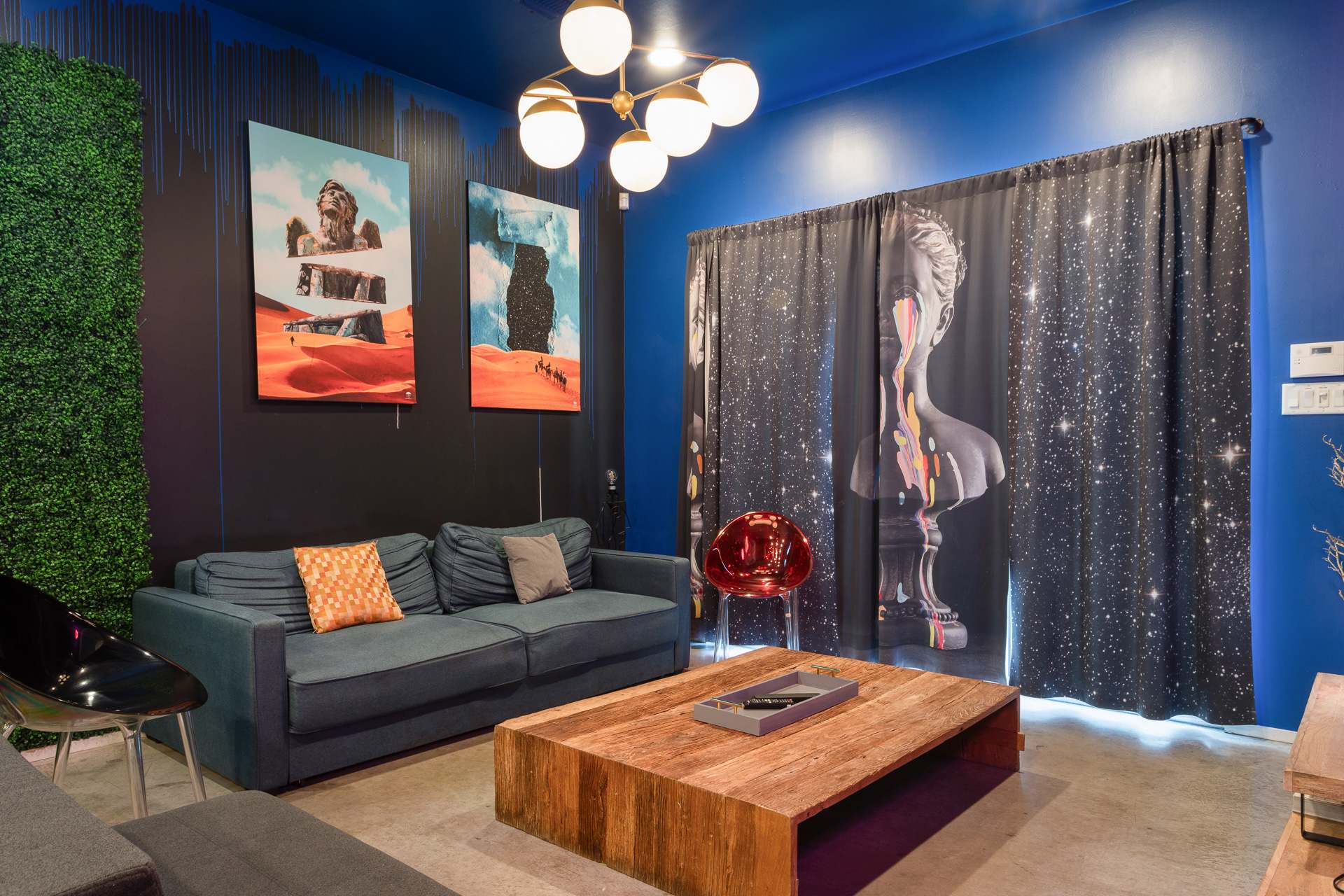 Living Room with Fold Out Sofa Bed and Smart TV