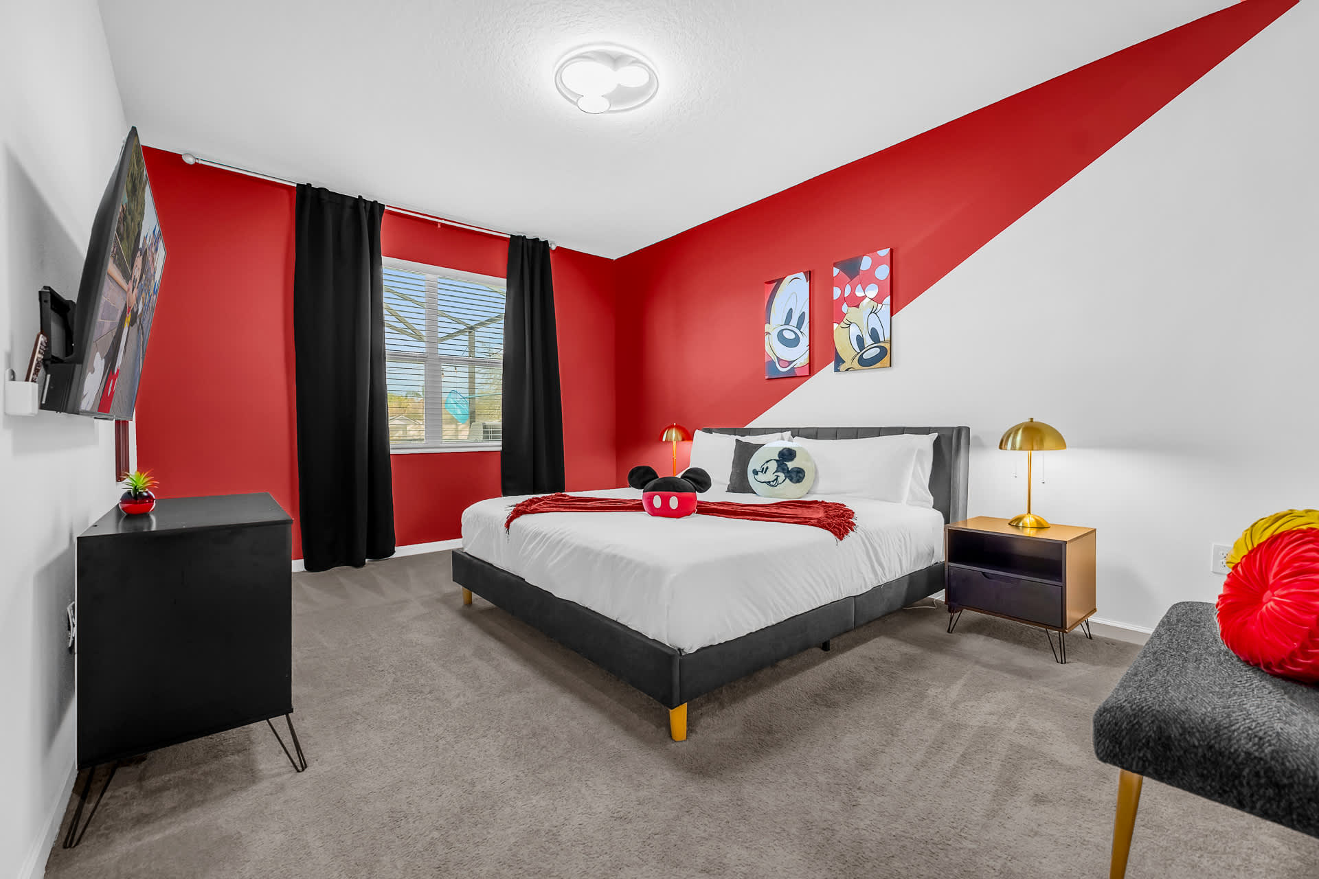 Mickey Mouse Themed Bedroom with Smart TV