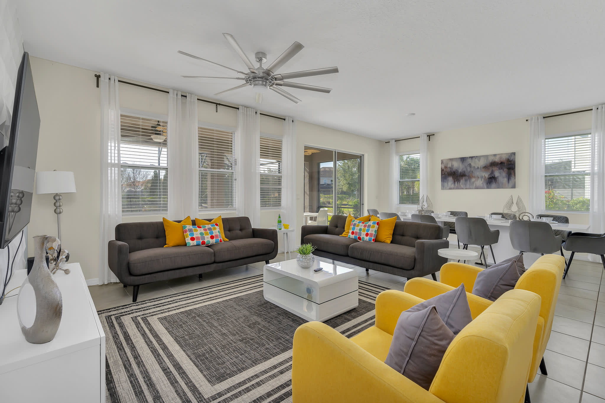 Spacious living room for the family to enjoy a show together!