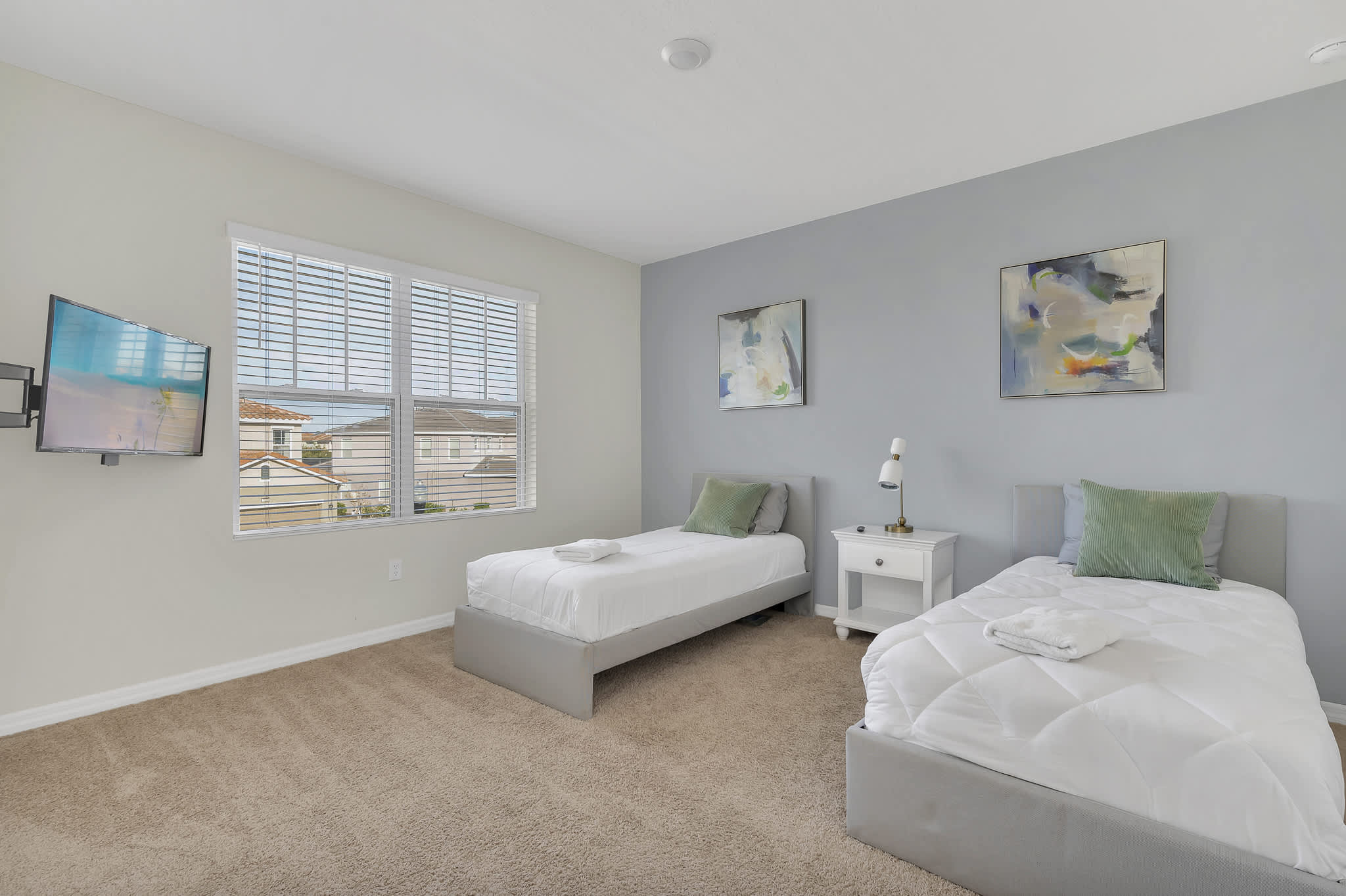 Second floor bedroom, two twin beds, bathroom attached