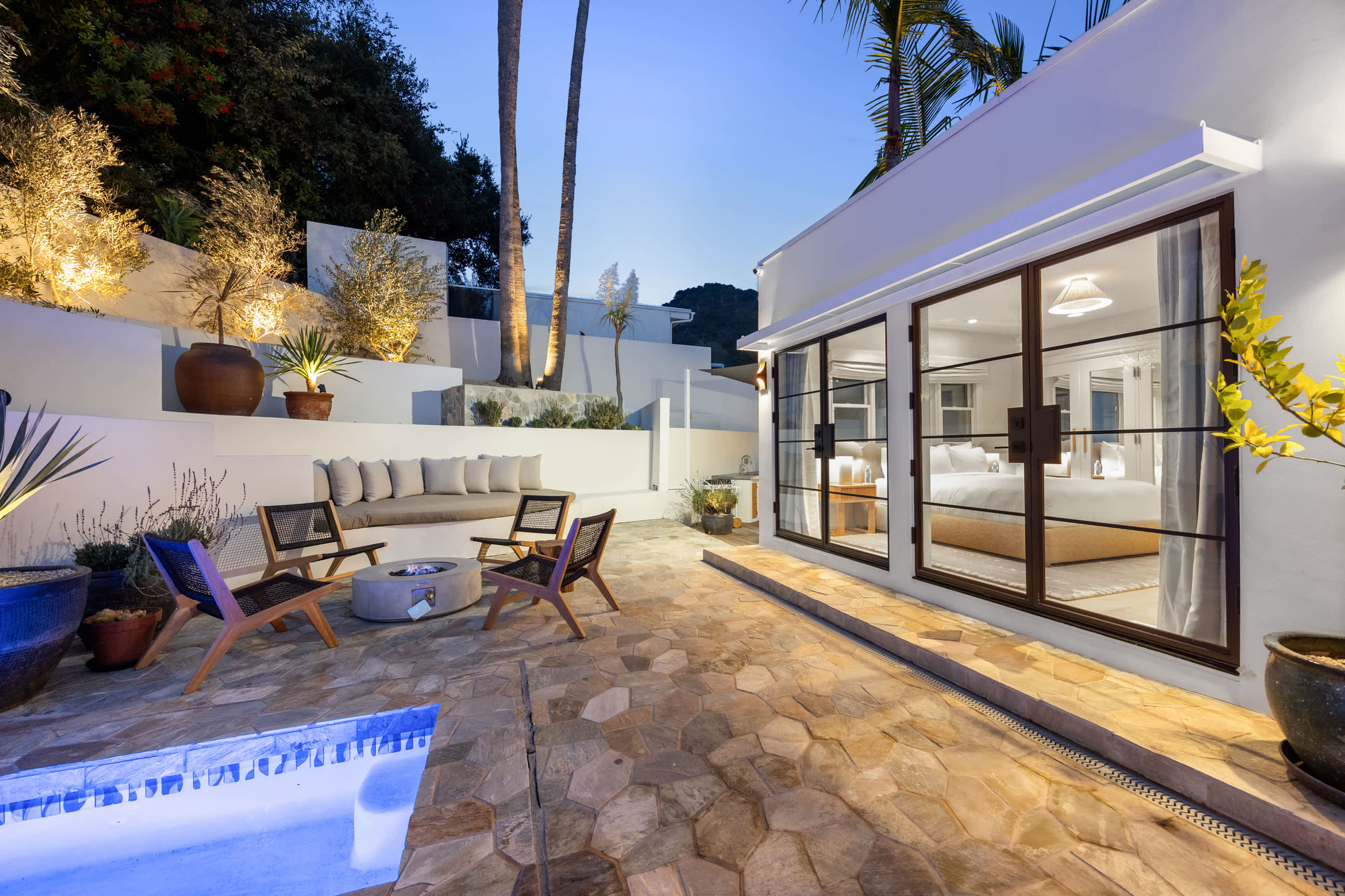 Where poolside serenity meets fireside warmth.