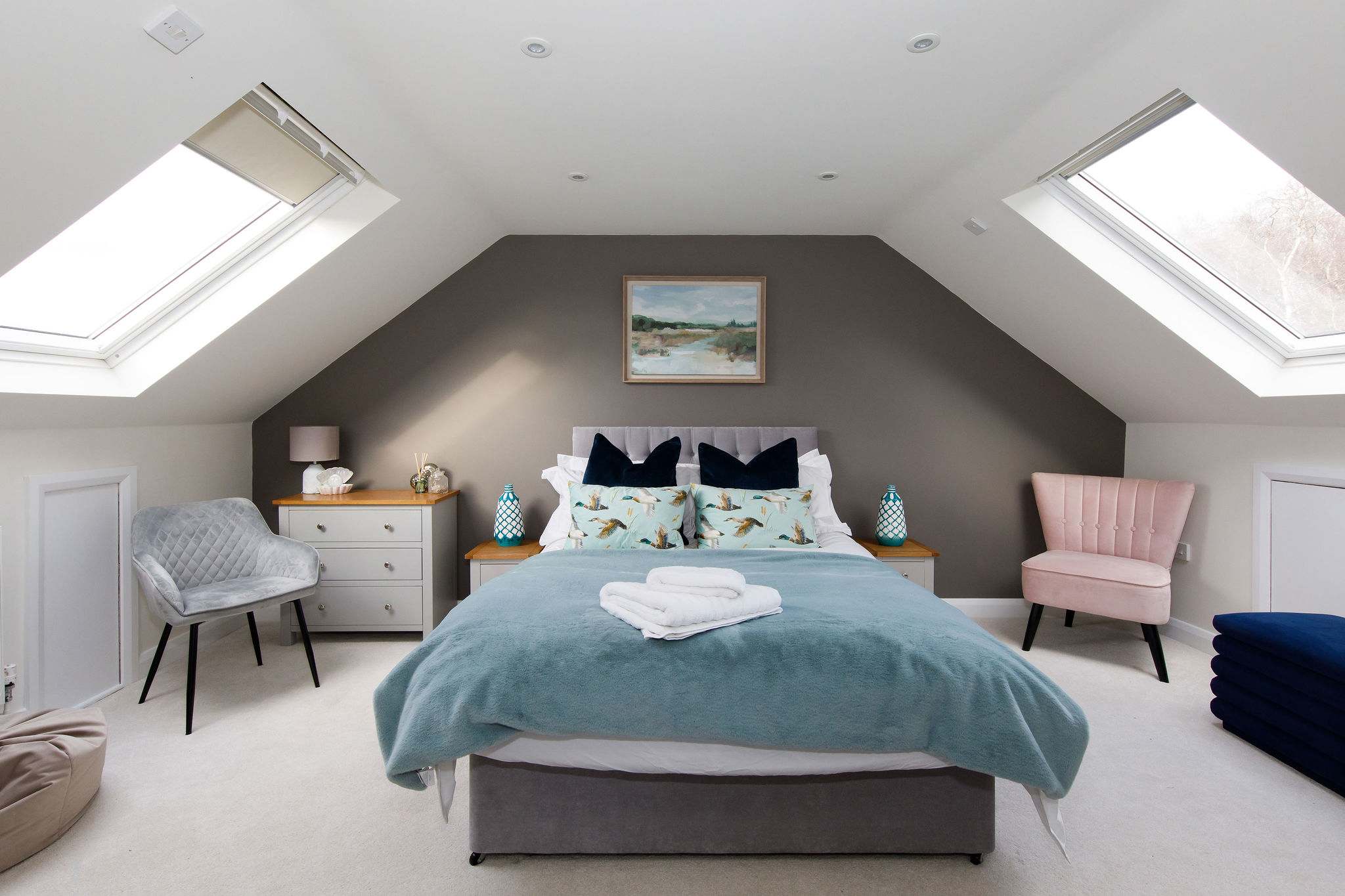 This king room has Velux windows to let in plenty of light.