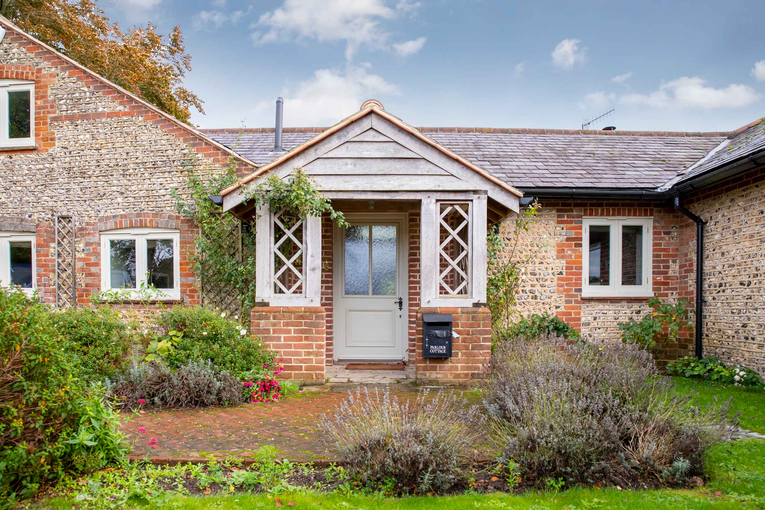 The front of this stunning country retreat.