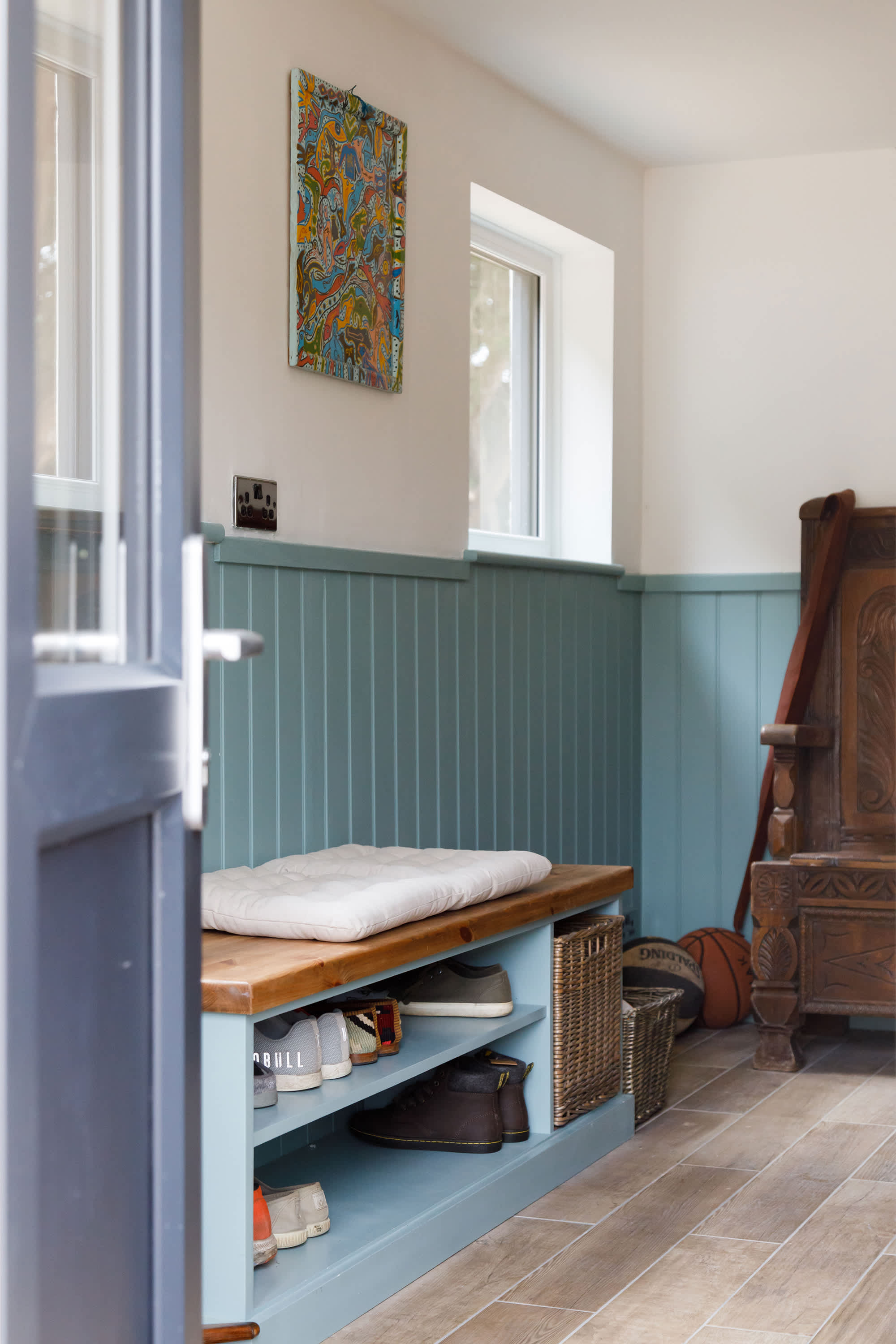 Enter the home through the spacious boot room, which has plenty of space for shoes, coats and bags.