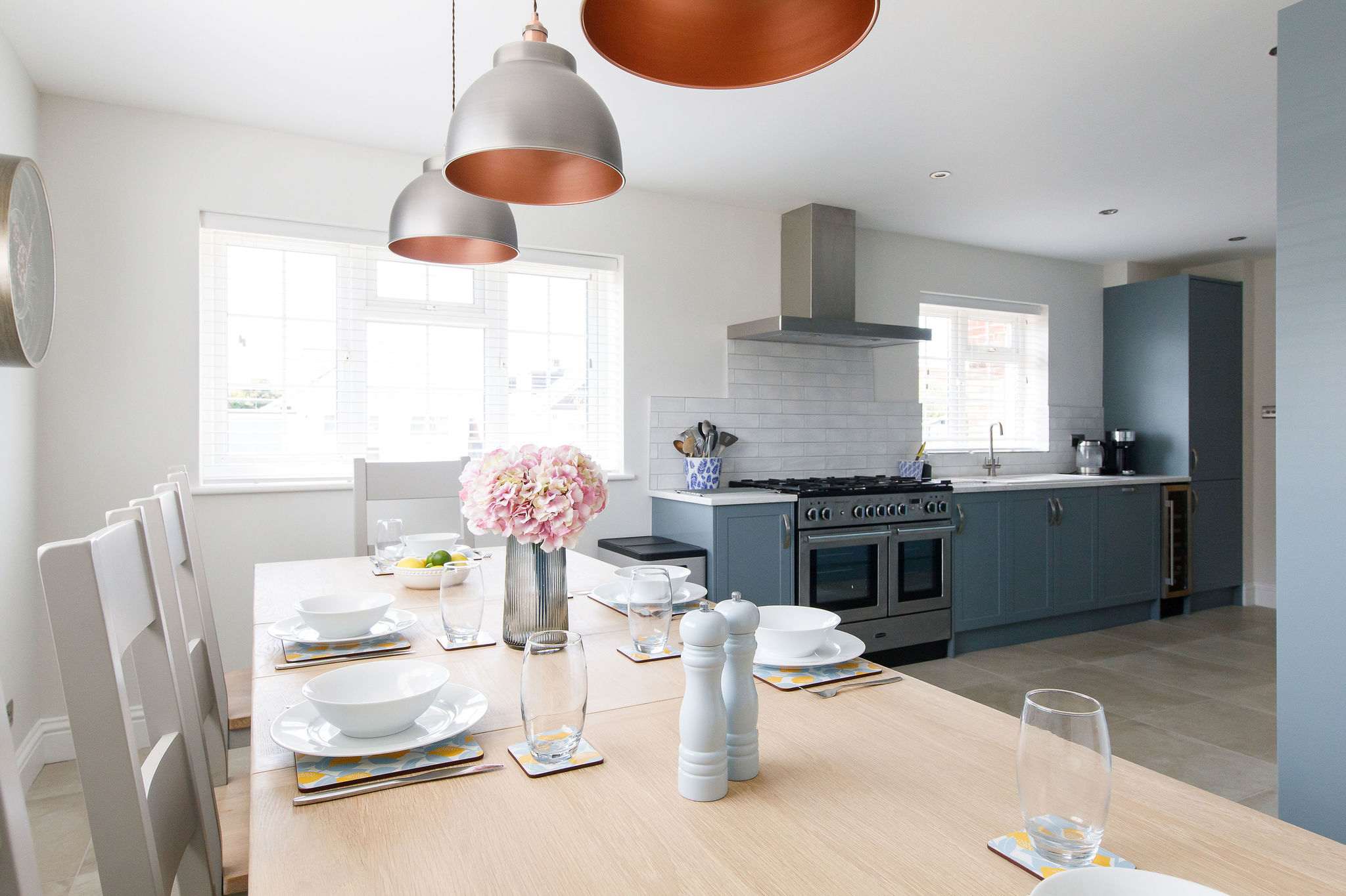 The dining area is connected to the kitchen.