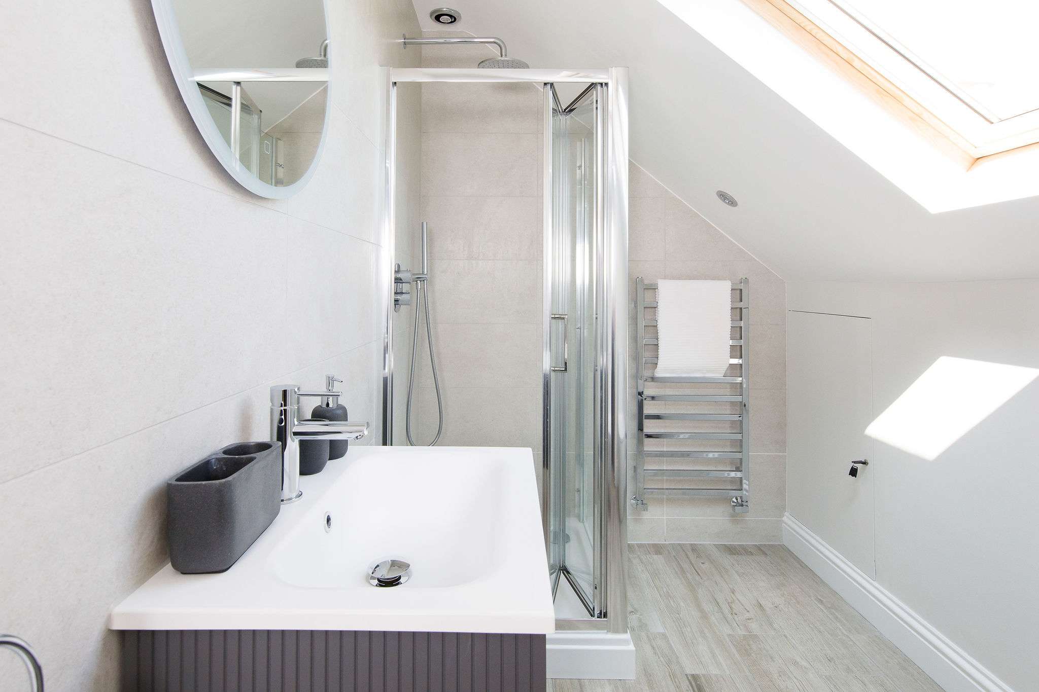 One of the two en suite bathrooms upstairs.