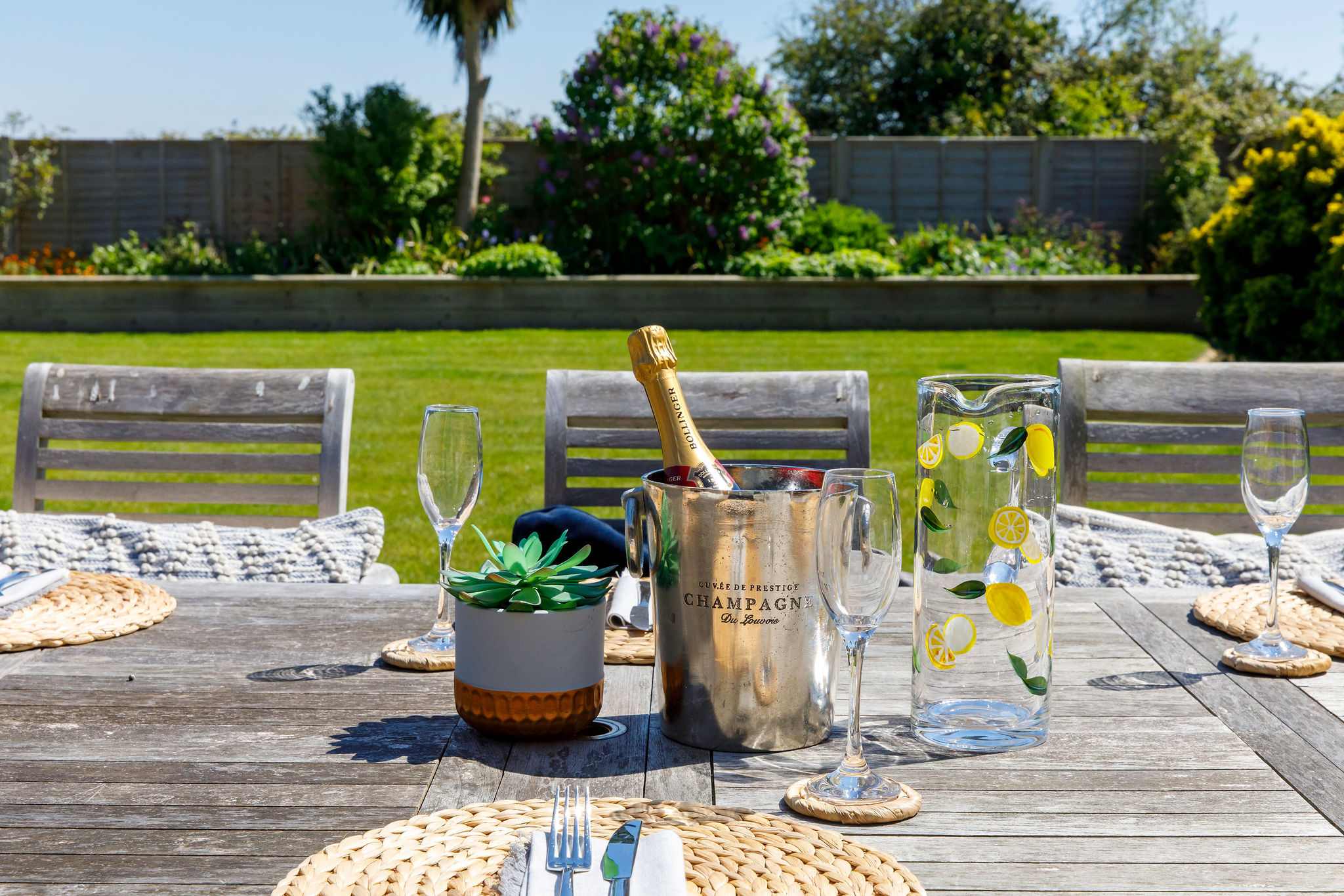 Celebrate your stay with fizz in the garden, perfect for special occasions or a relaxing getaway.