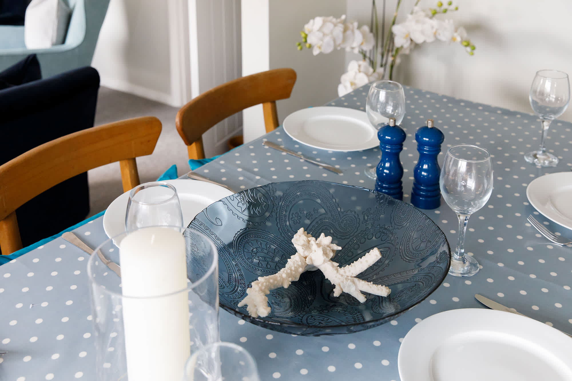 Dine as a family in the beautiful dining room.