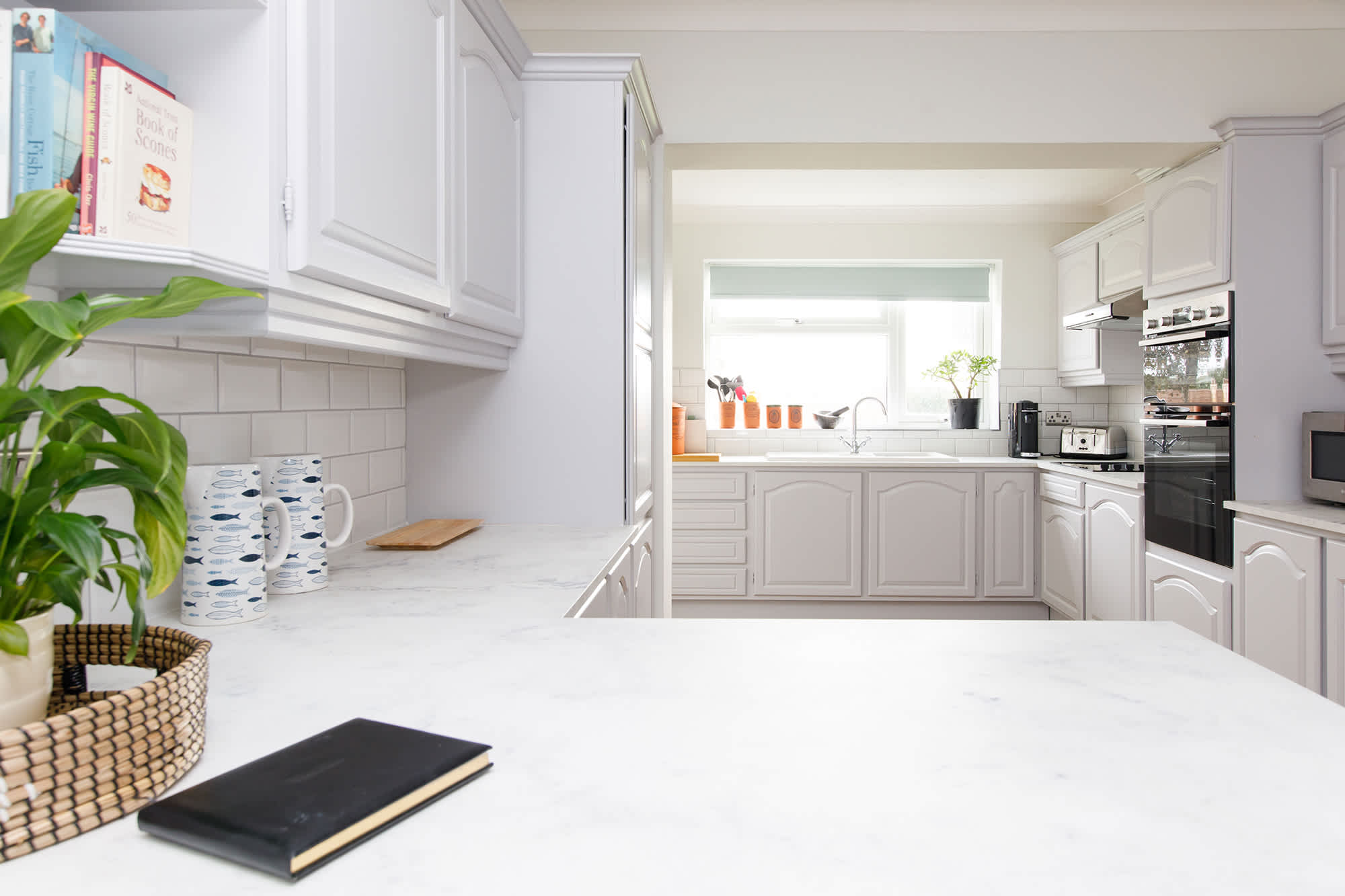 The spacious countertops are perfect for cooking, drinking, reading or writing.