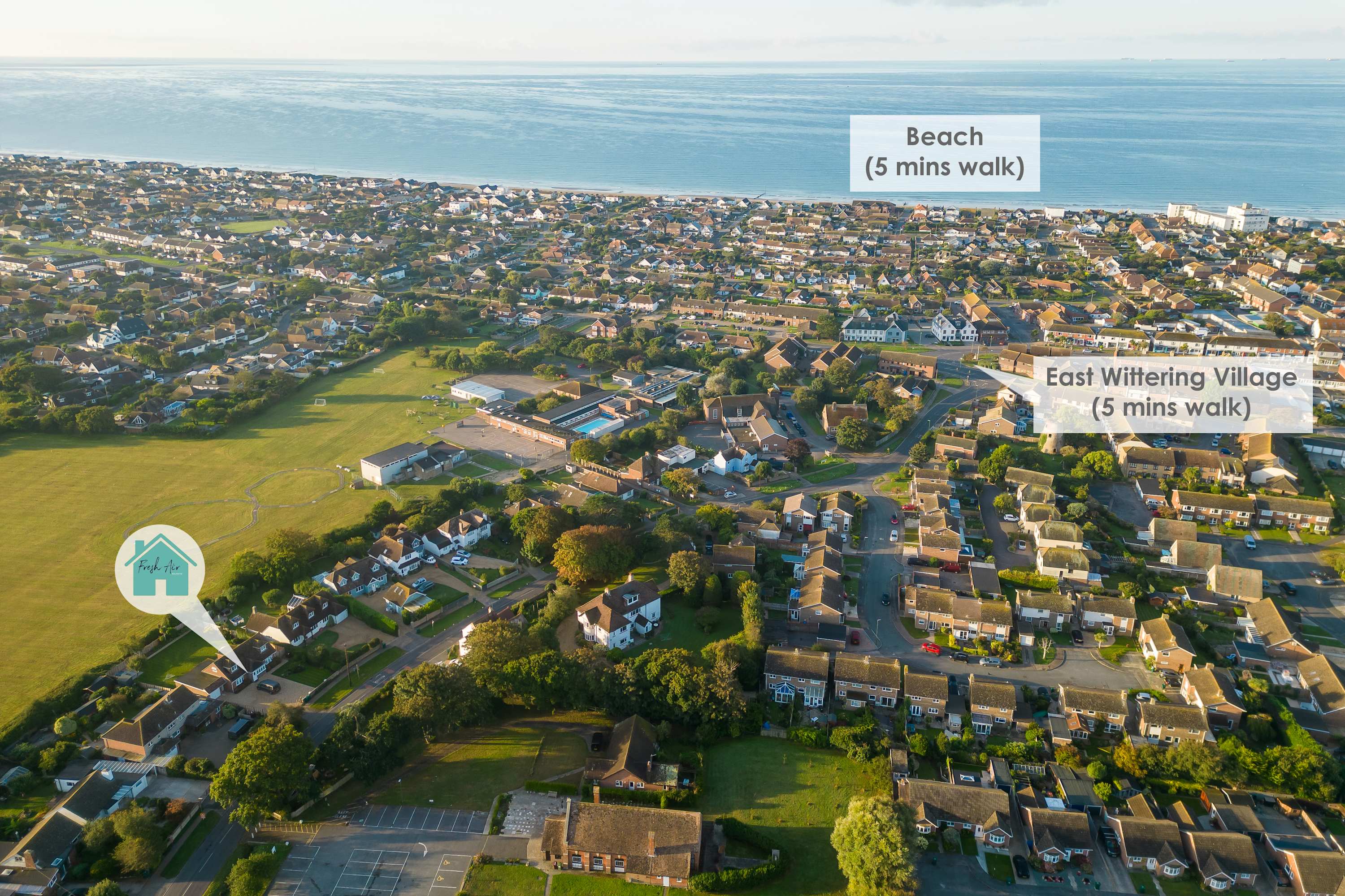 The beach and village are only 5 minutes stroll away.