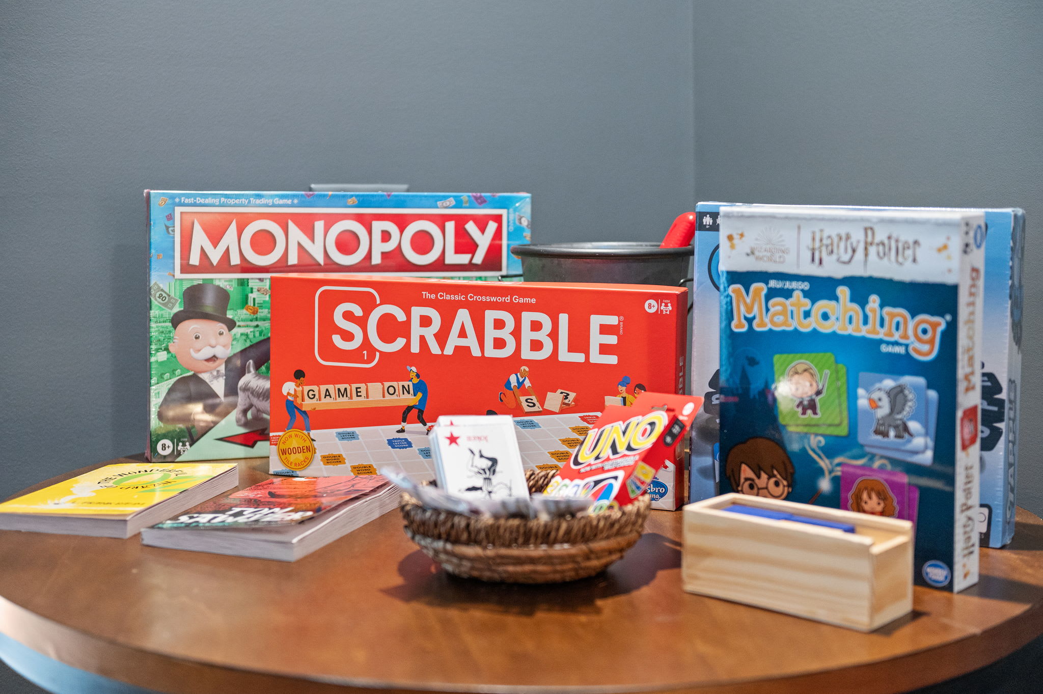 Board games for all ages! From classic Monopoly to Scrabble and Uno, there’s something for everyone to enjoy during your stay.