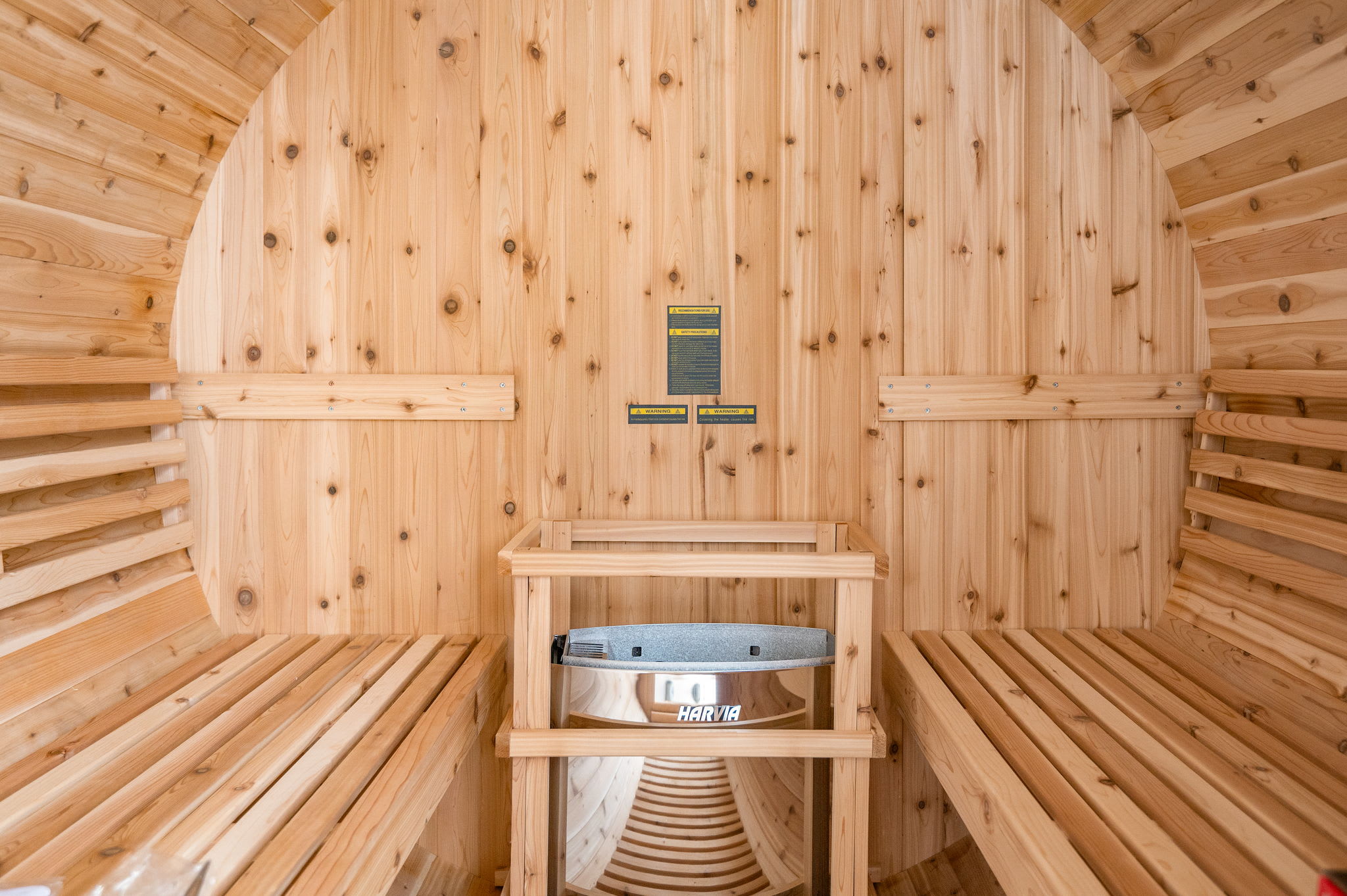 This beautifully crafted barrel sauna offers the perfect escape, breathe in the warmth, detox, and let the stress melt away.