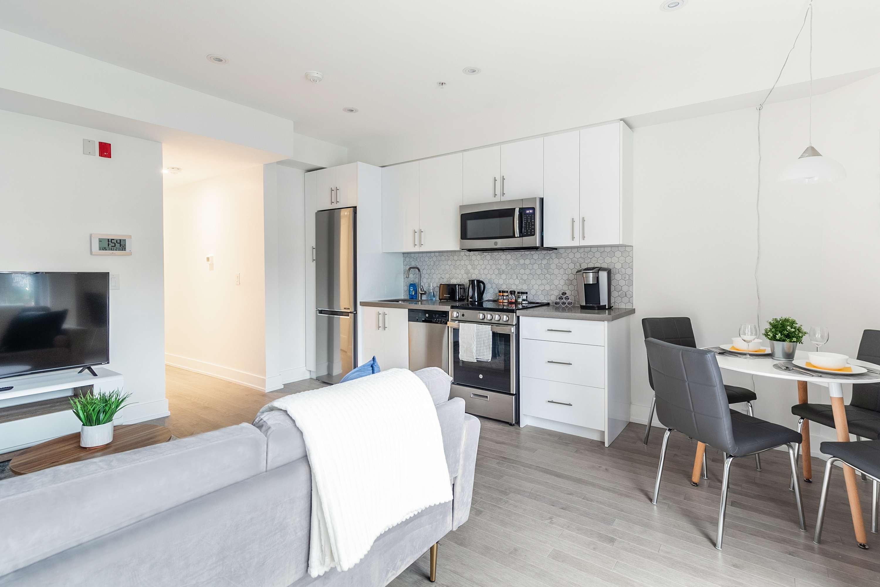 Open-layout Living Area and Kitchen 