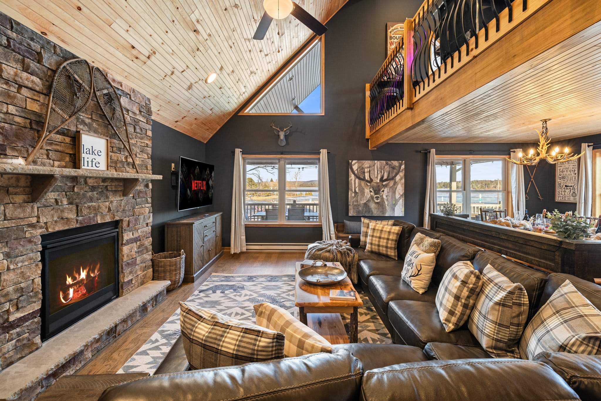 That stone fireplace isn’t just for looks, get ready for Netflix marathons, game nights, and those golden hour glows.