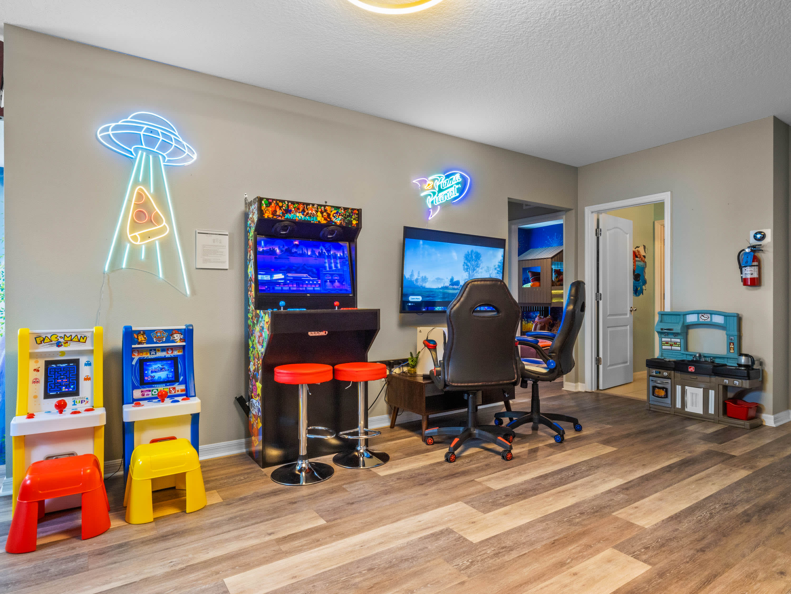 Your very own Game Room area with foosball, arcade games, and a gaming console!