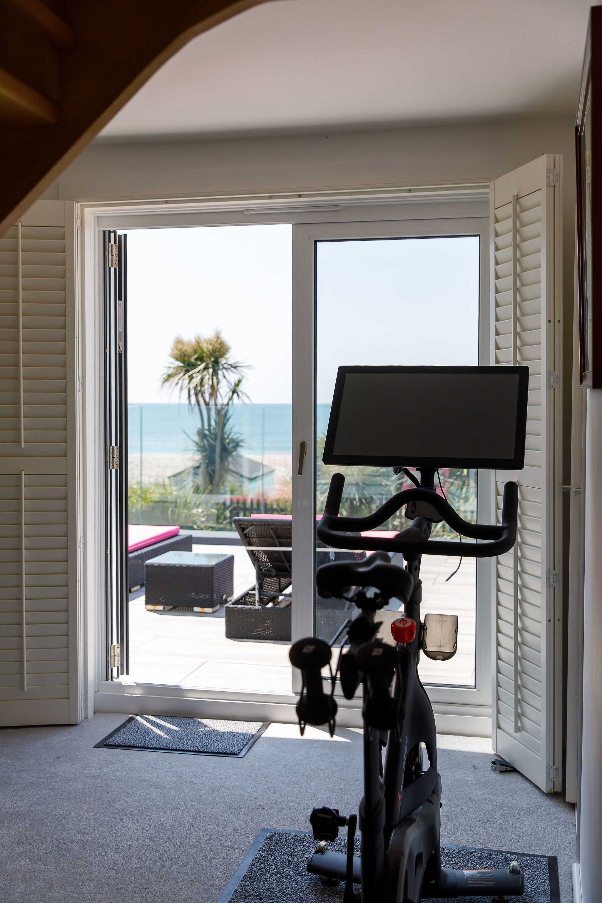 Fit in some exercise during your stay on the Peloton.